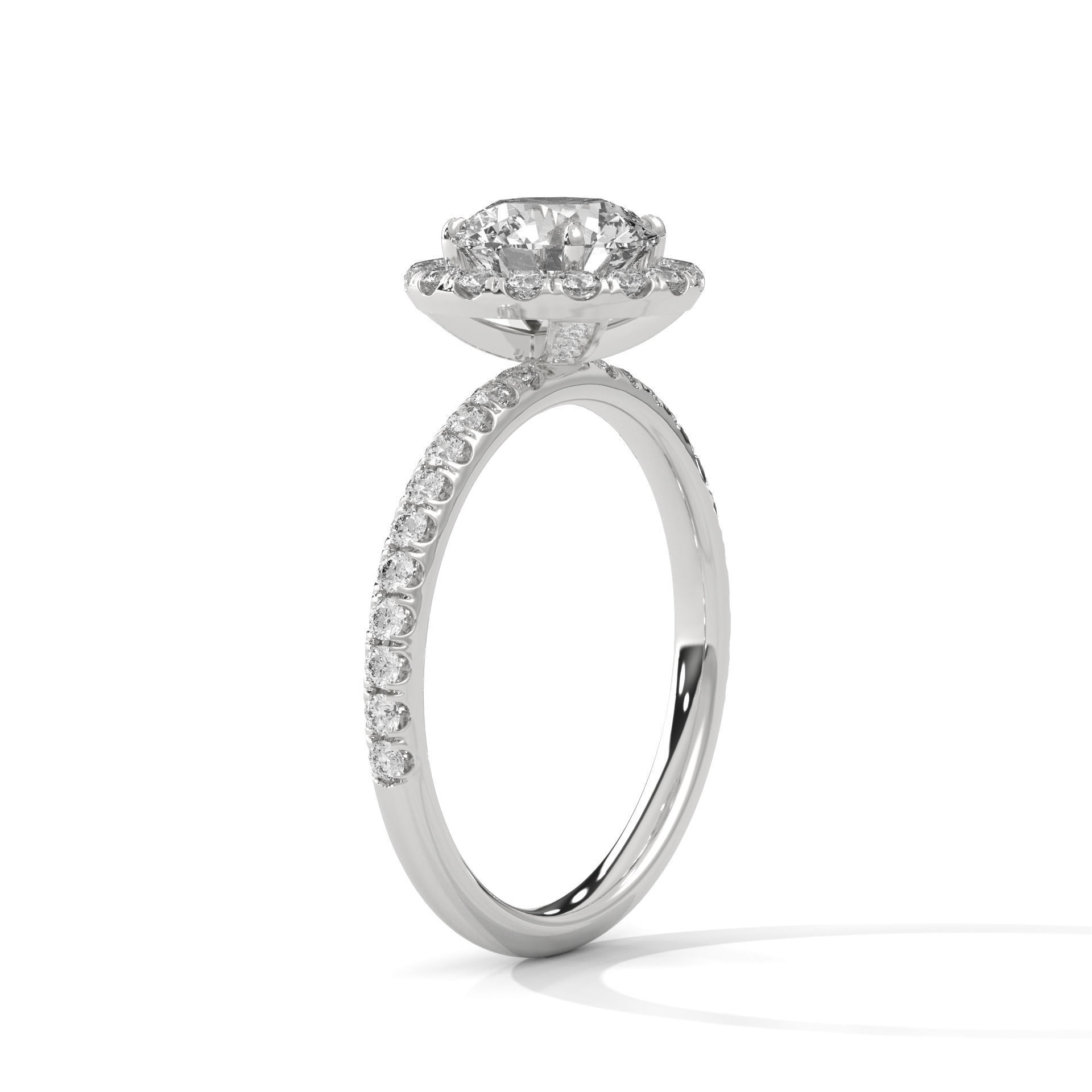 Halo Solitaire ring with 360 view animation 3D print model_3