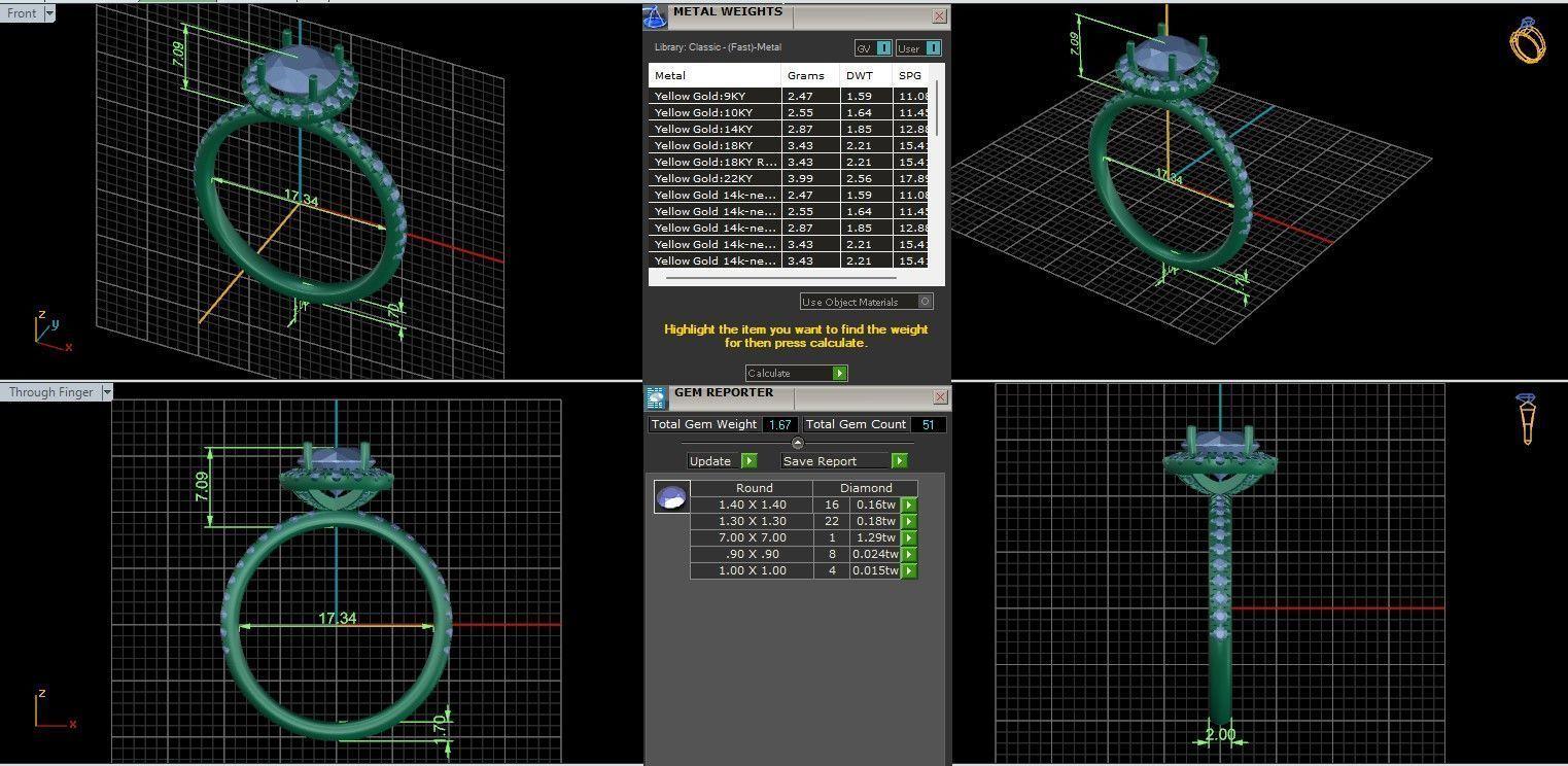 Halo Solitaire ring with 360 view animation 3D print model_9