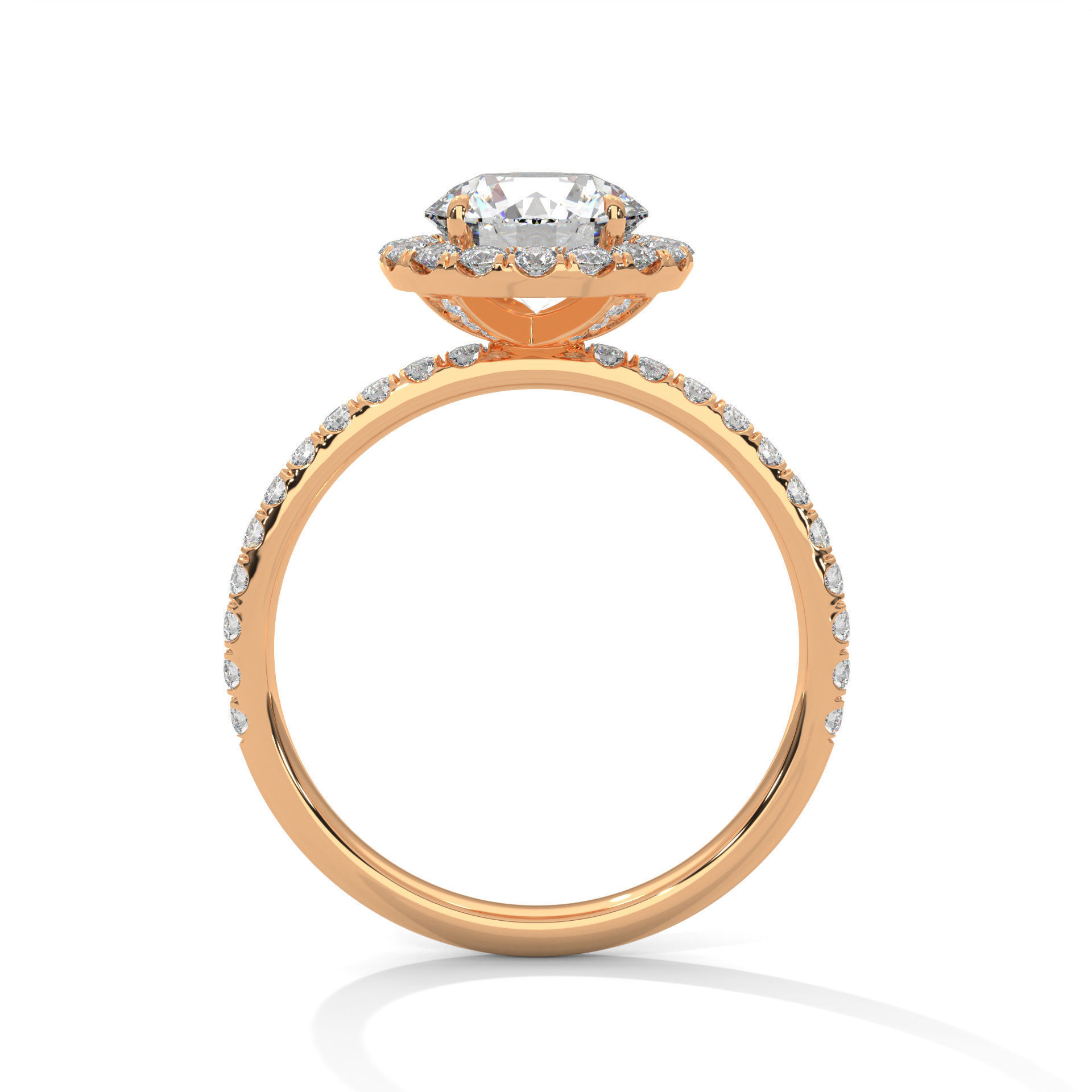 Halo Solitaire ring with 360 view animation 3D print model_8