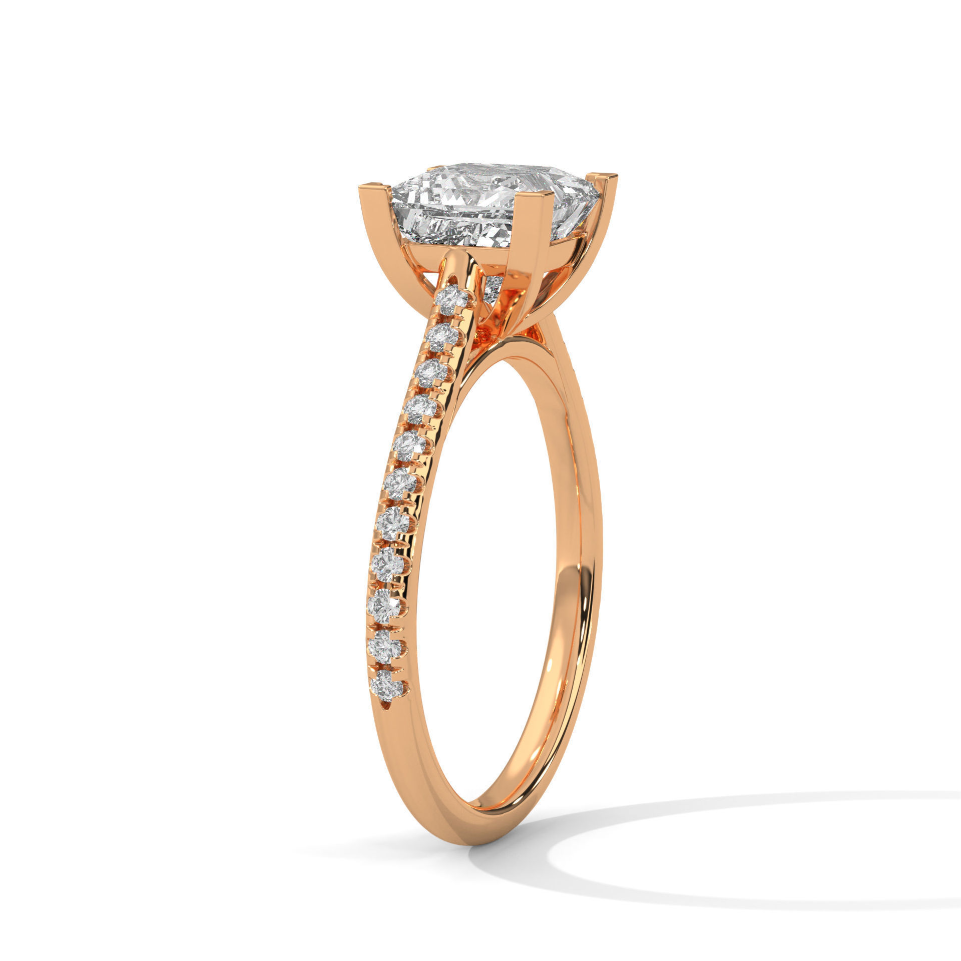 Princess Solitaire ring with 360 view animation 3D print model_5