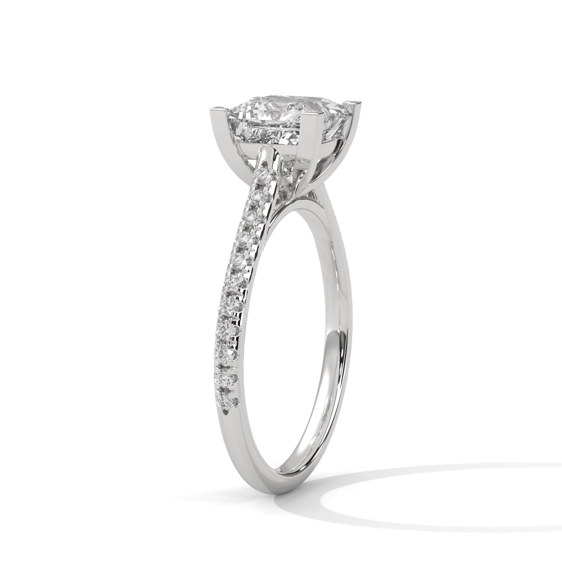 Princess Solitaire ring with 360 view animation 3D print model_4