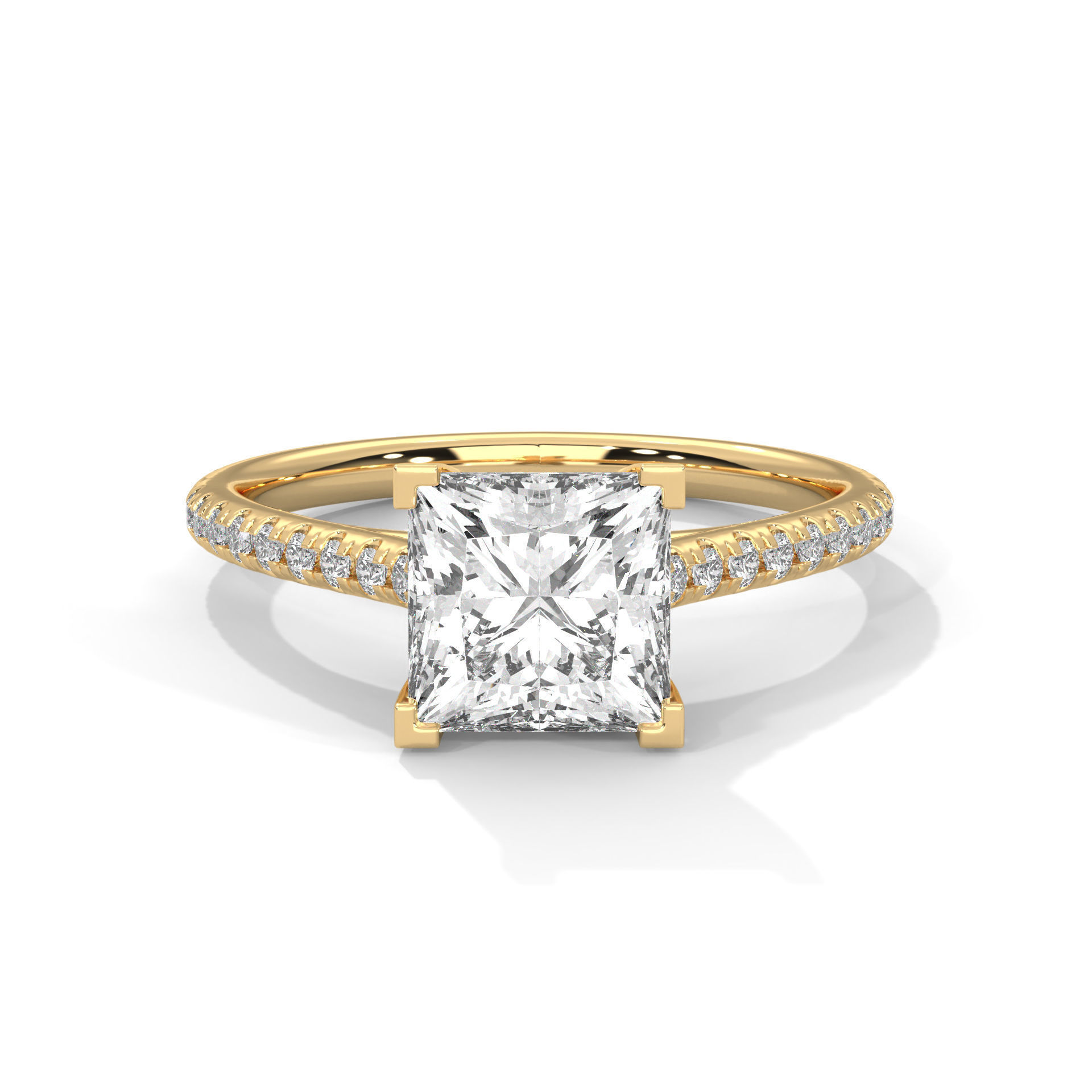Princess Solitaire ring with 360 view animation 3D print model_1
