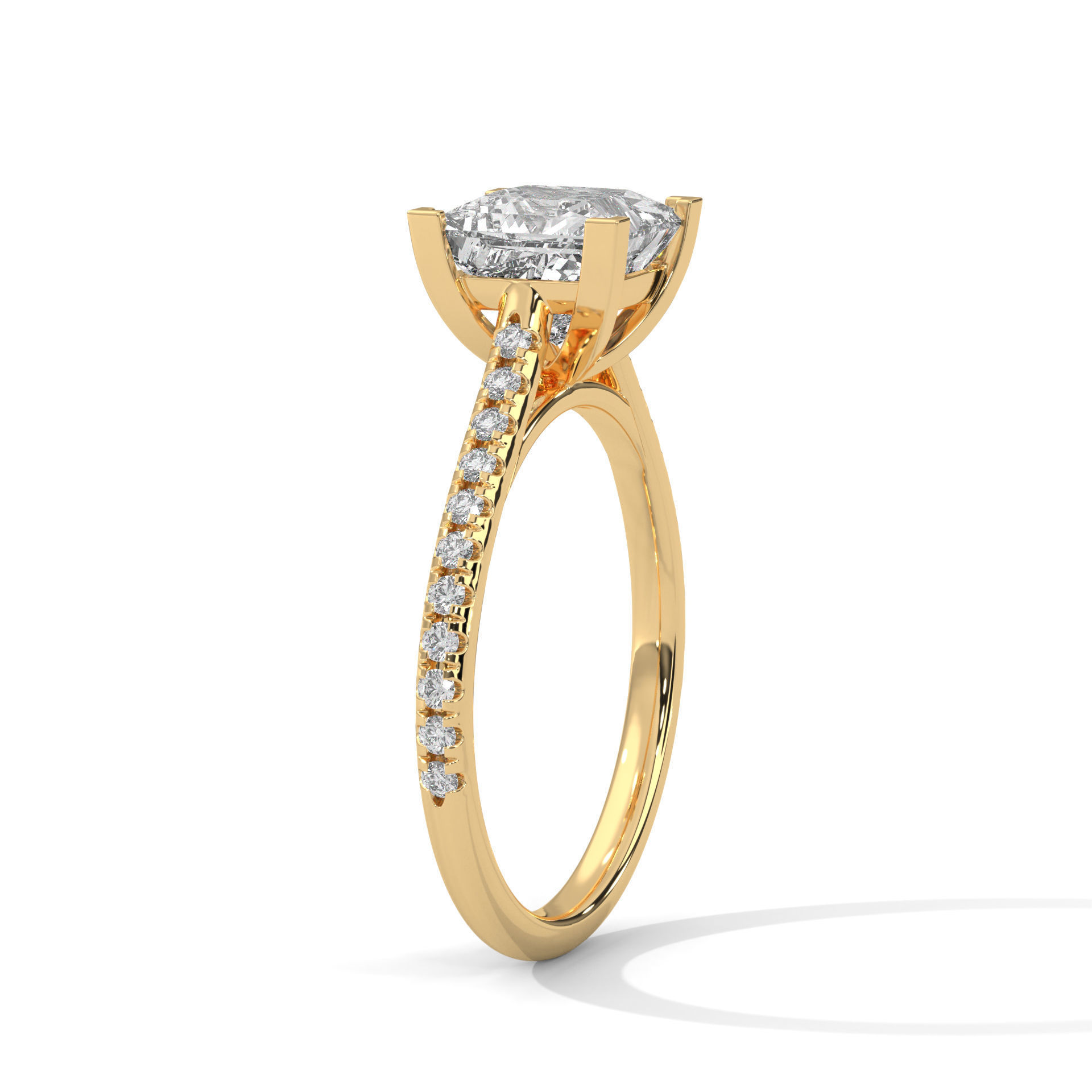 Princess Solitaire ring with 360 view animation 3D print model_3