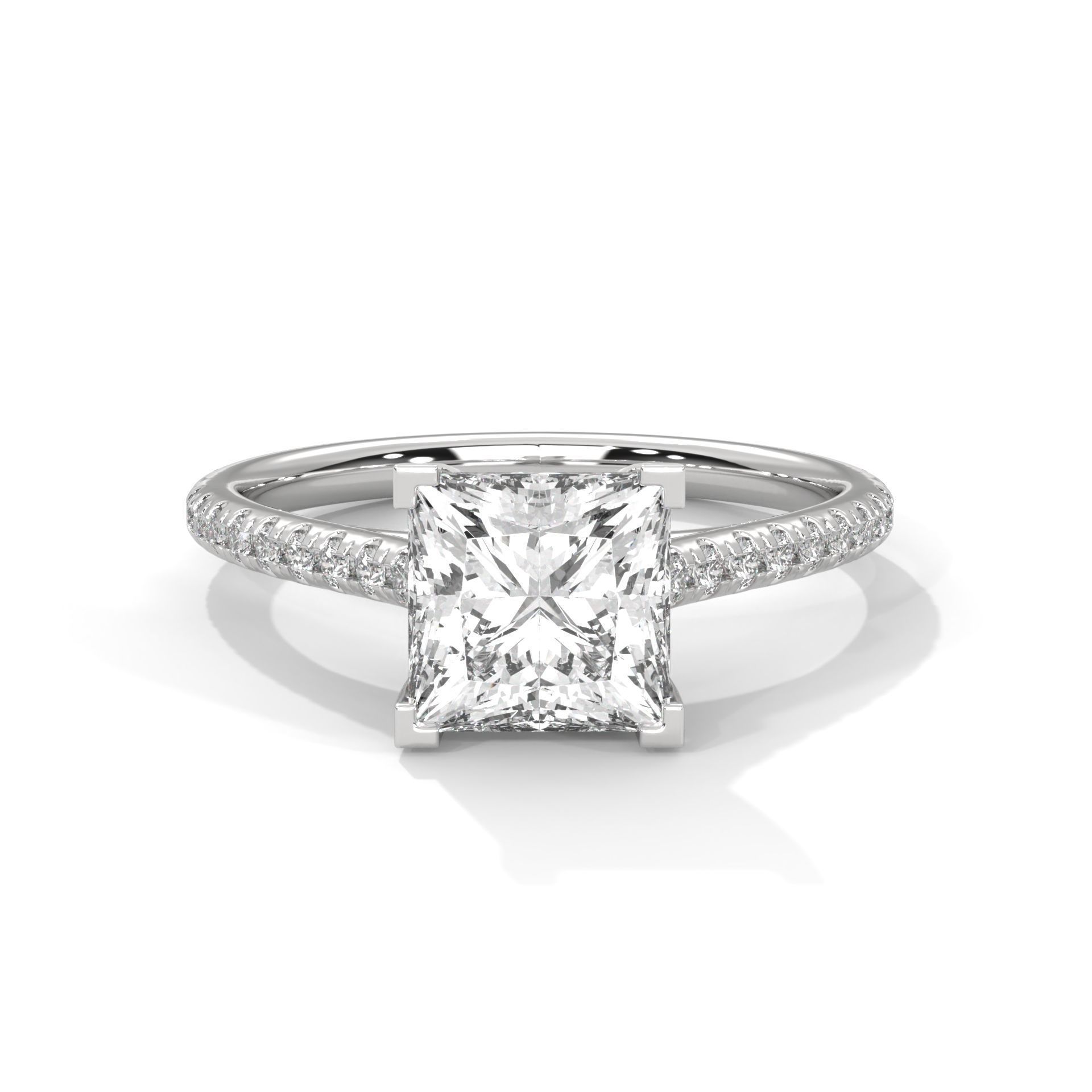 Princess Solitaire ring with 360 view animation 3D print model_2