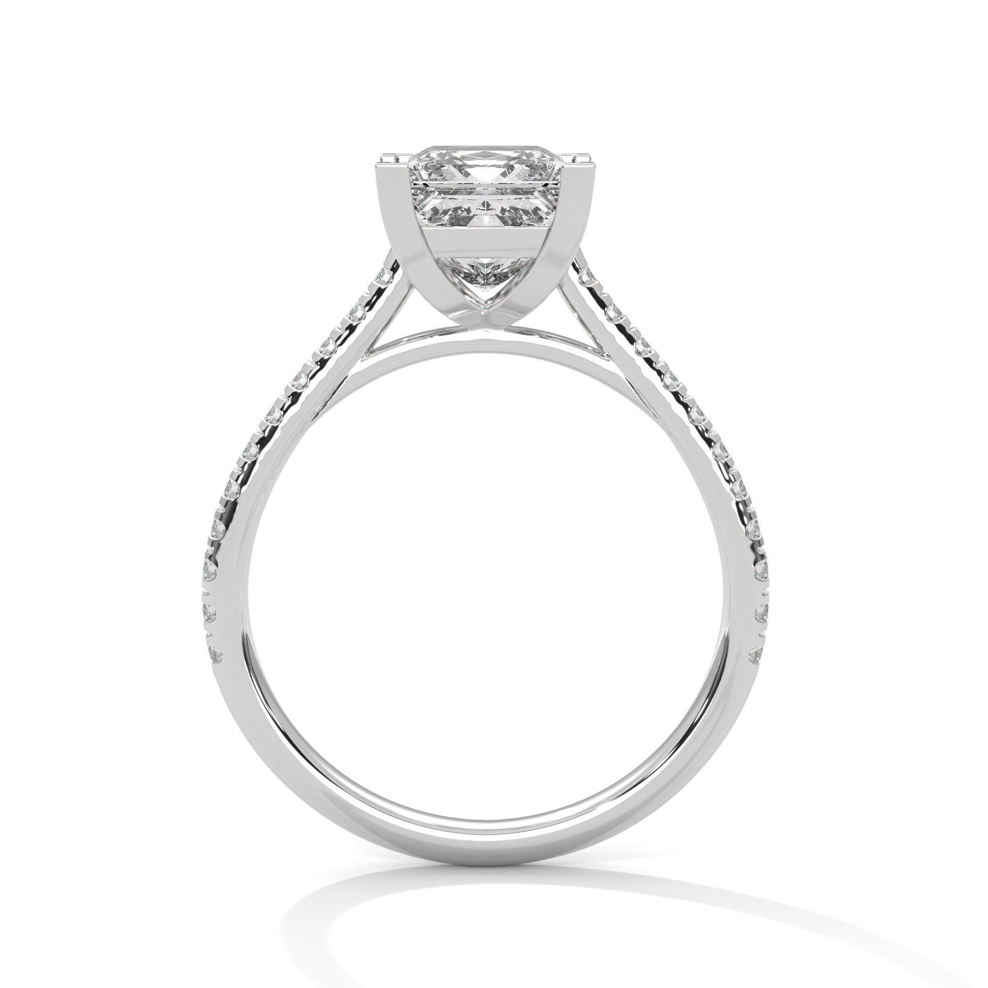 Princess Solitaire ring with 360 view animation 3D print model_6