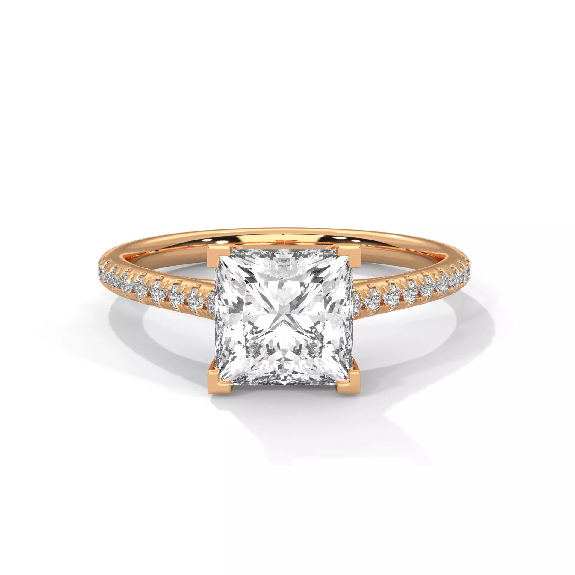 Princess Solitaire ring with 360 view animation 3D print model_0