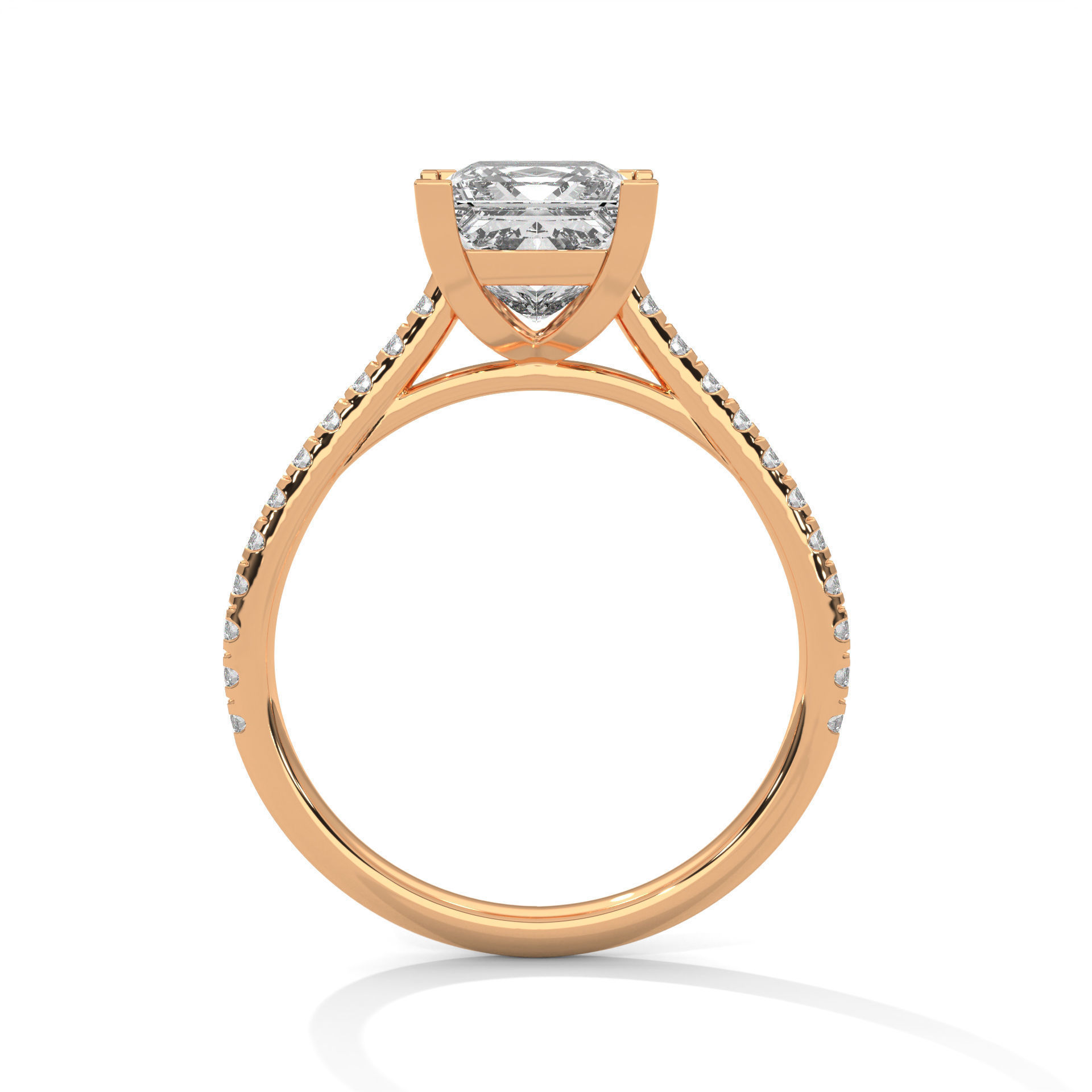 Princess Solitaire ring with 360 view animation 3D print model_7