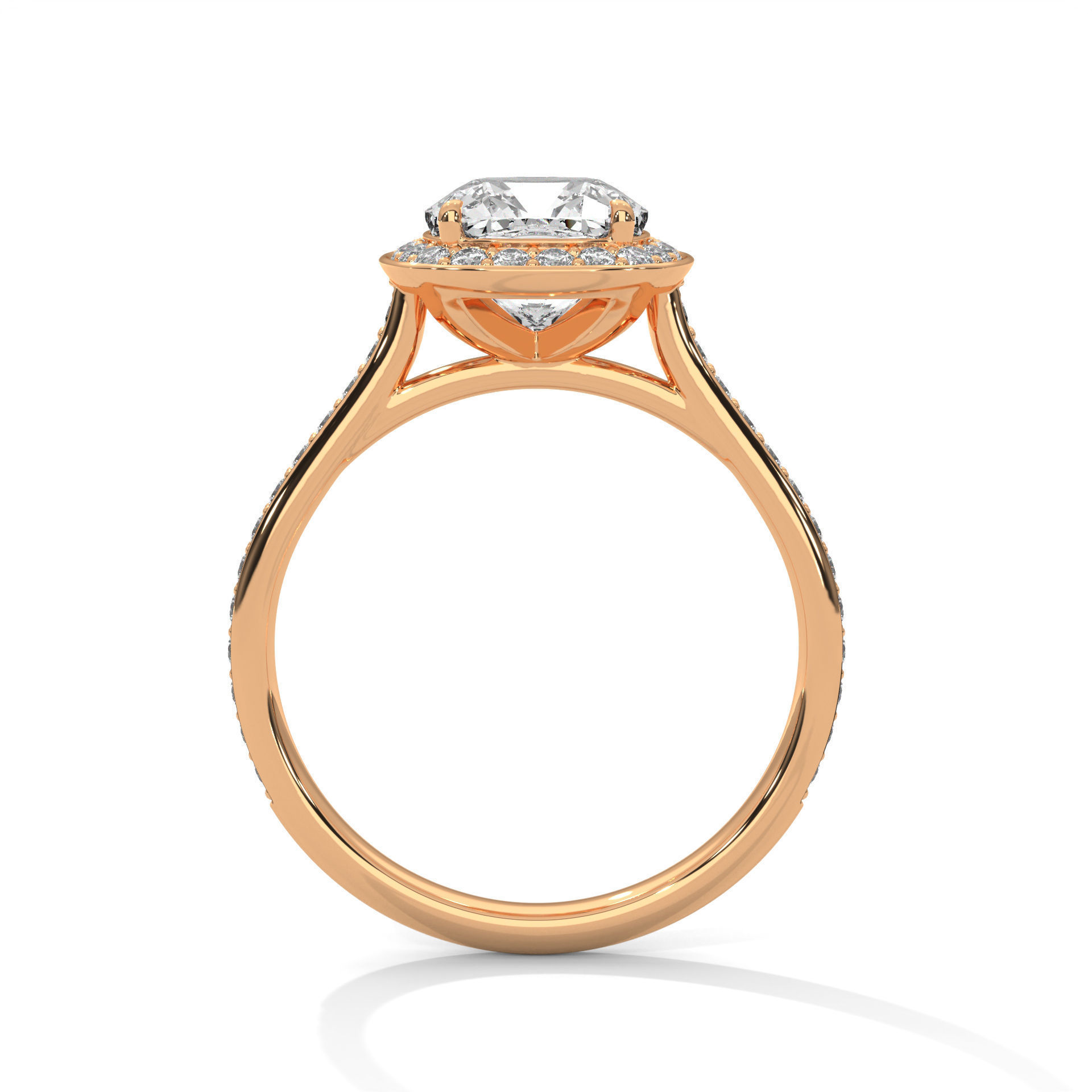 Halo Solitaire ring with 360 view animation 3D print model_7