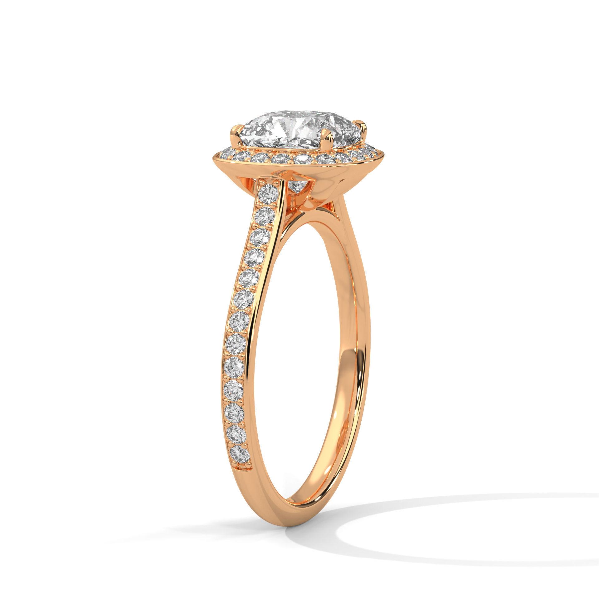 Halo Solitaire ring with 360 view animation 3D print model_5