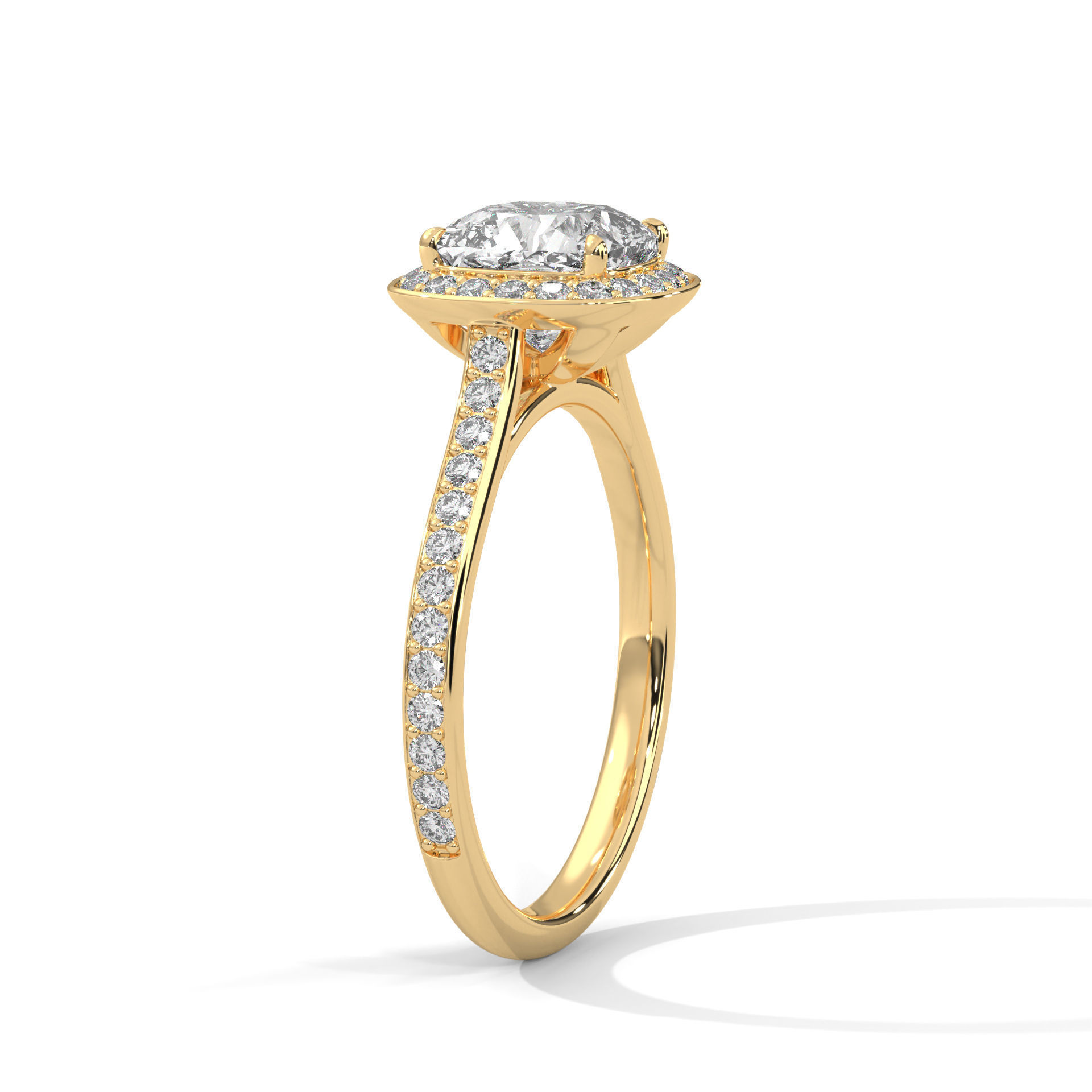 Halo Solitaire ring with 360 view animation 3D print model_4