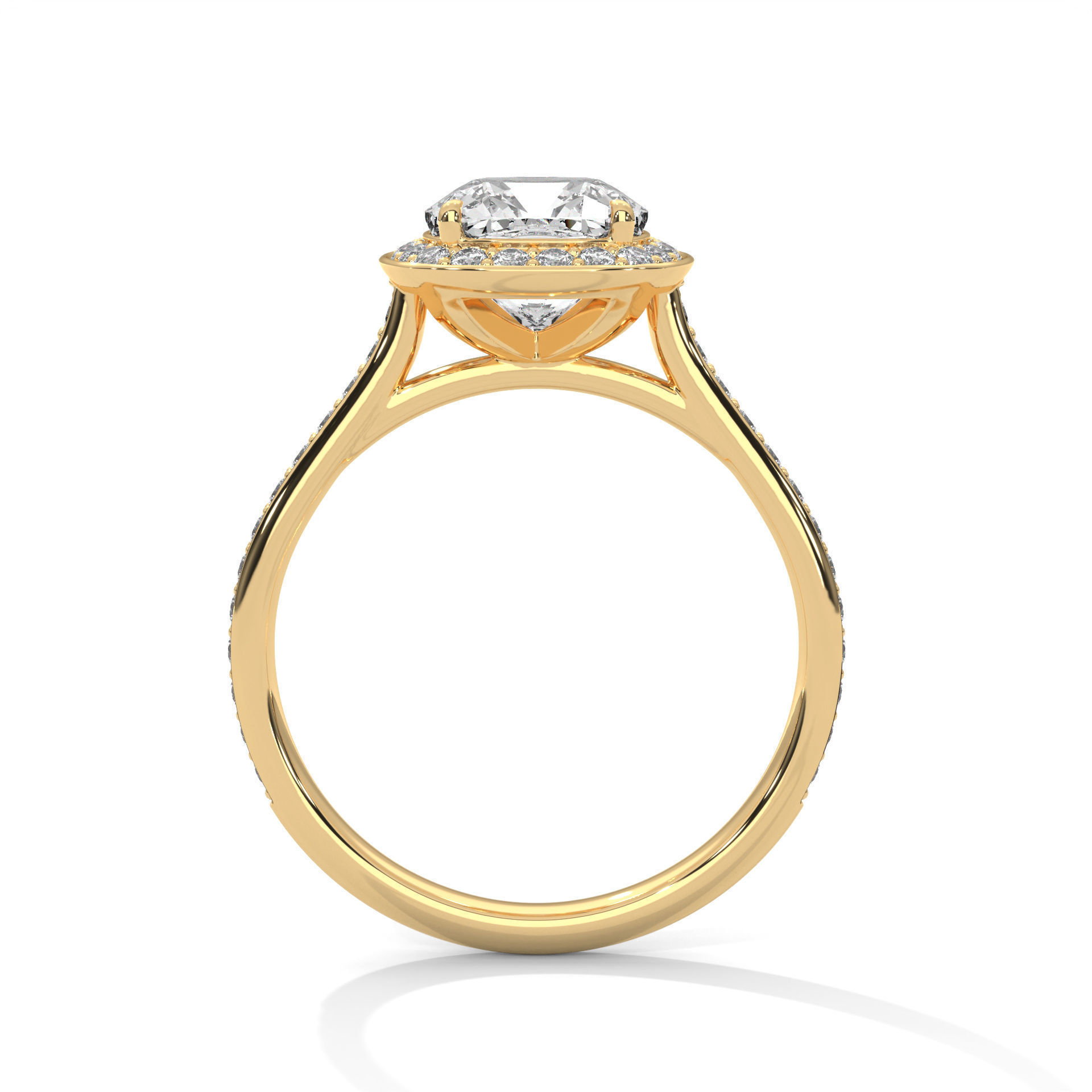 Halo Solitaire ring with 360 view animation 3D print model_8
