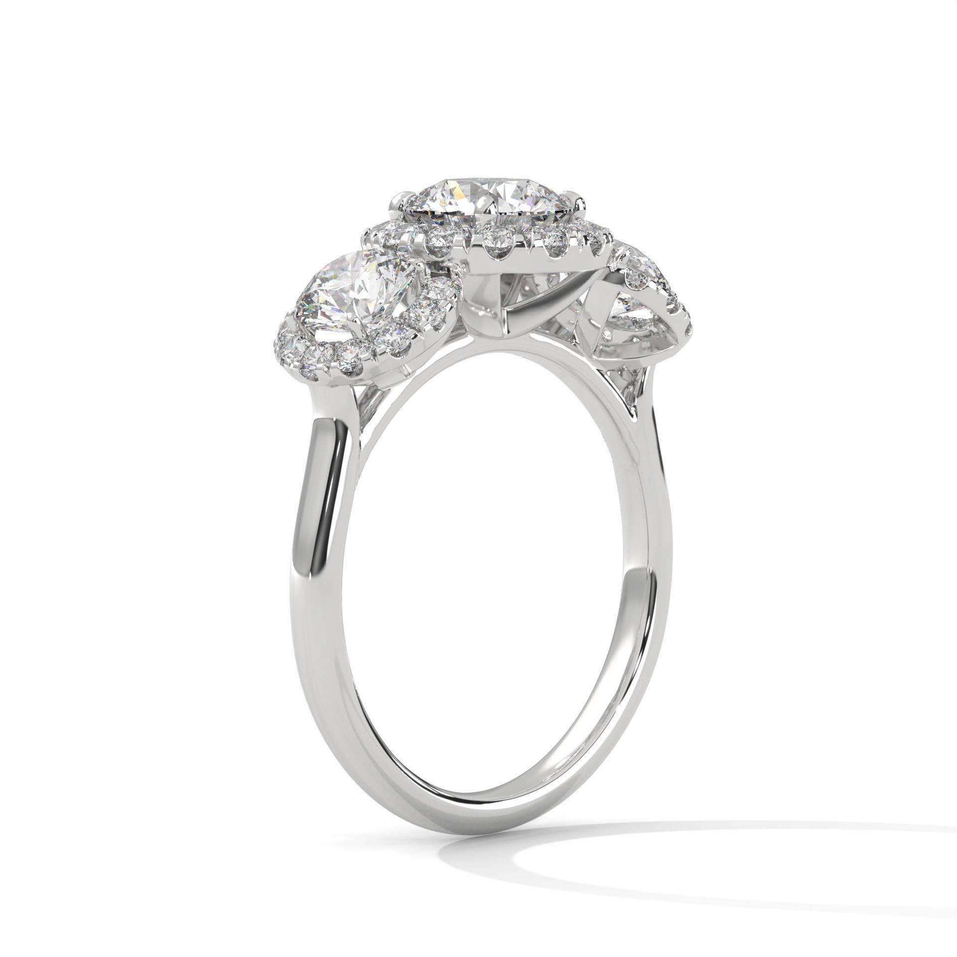 Trio Solitaire ring with 360 view animation 3D print model_4