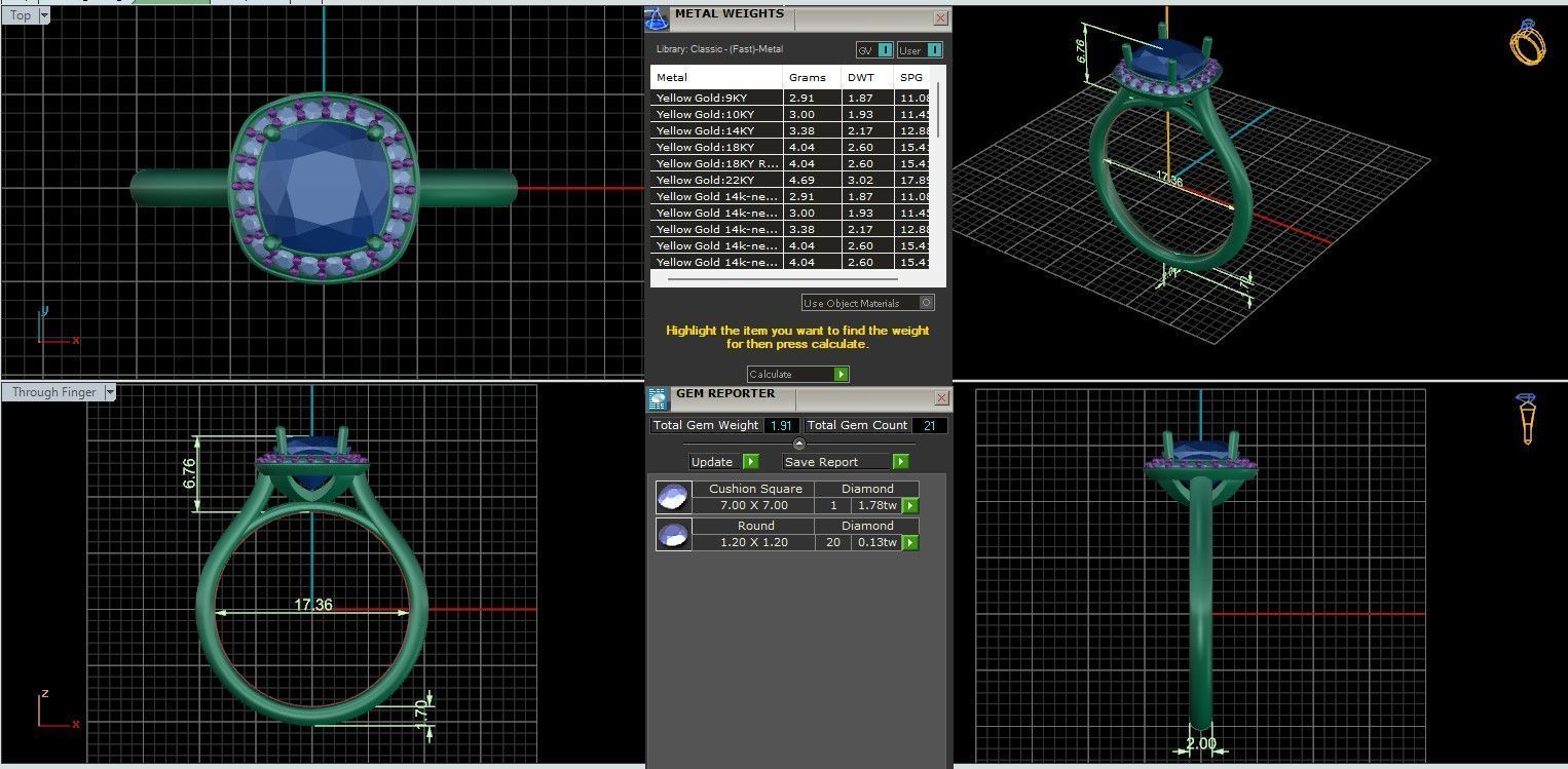 Halo Solitaire ring with 360 view animation  3D print model_9