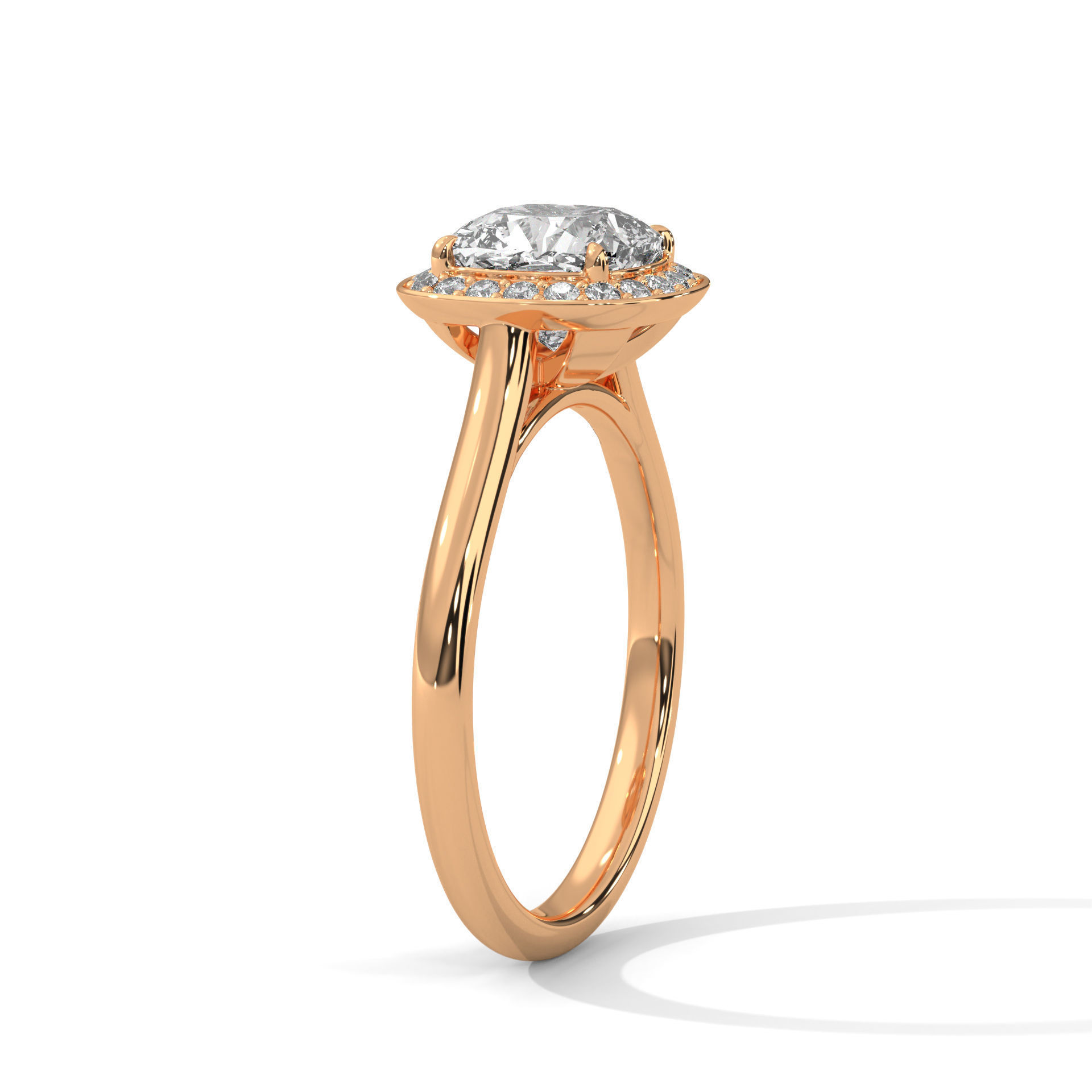 Halo Solitaire ring with 360 view animation  3D print model_5