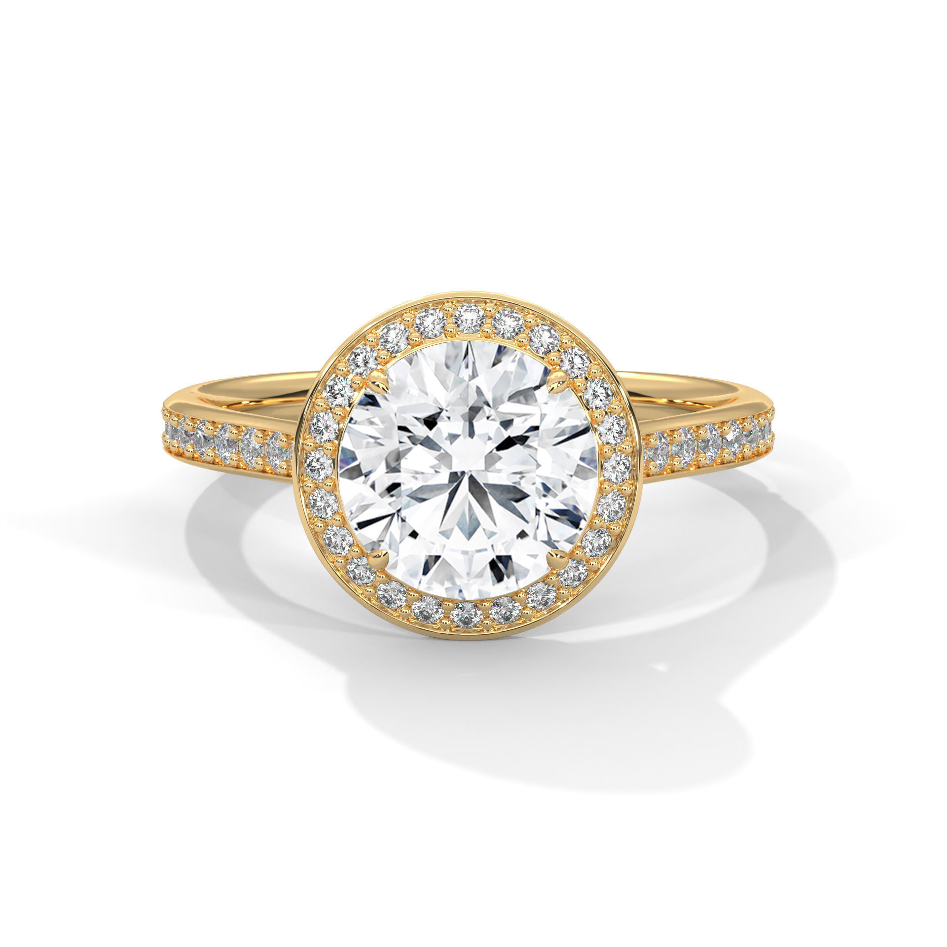 Halo Solitaire ring with 360 view animation 3D print model_1