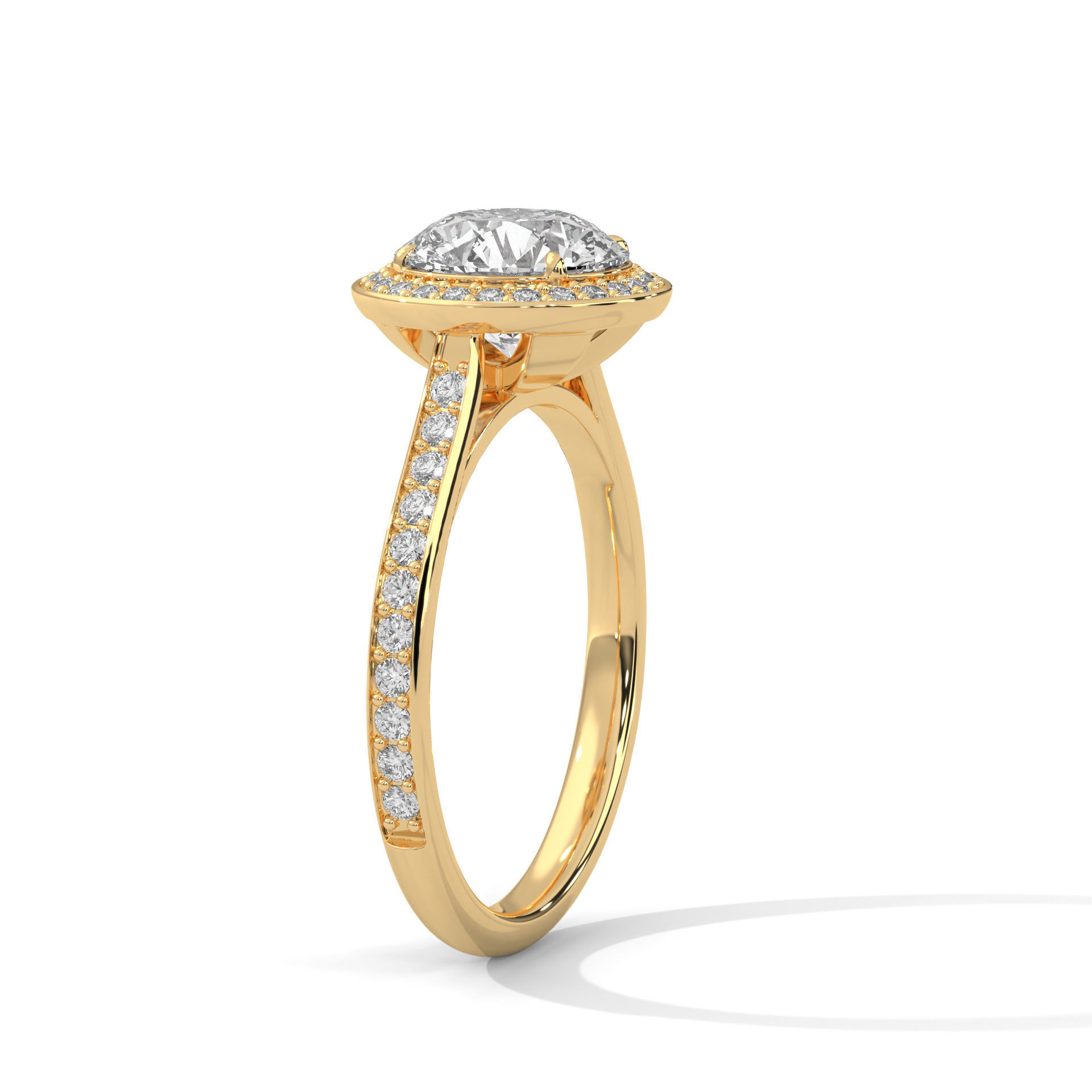 Halo Solitaire ring with 360 view animation 3D print model_4