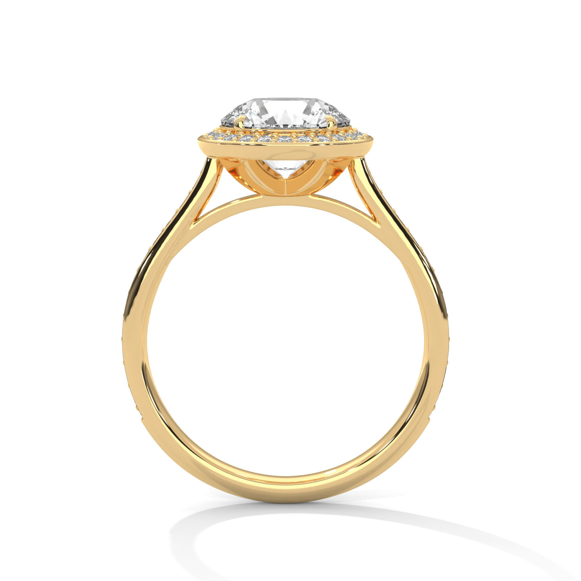 Halo Solitaire ring with 360 view animation 3D print model_8