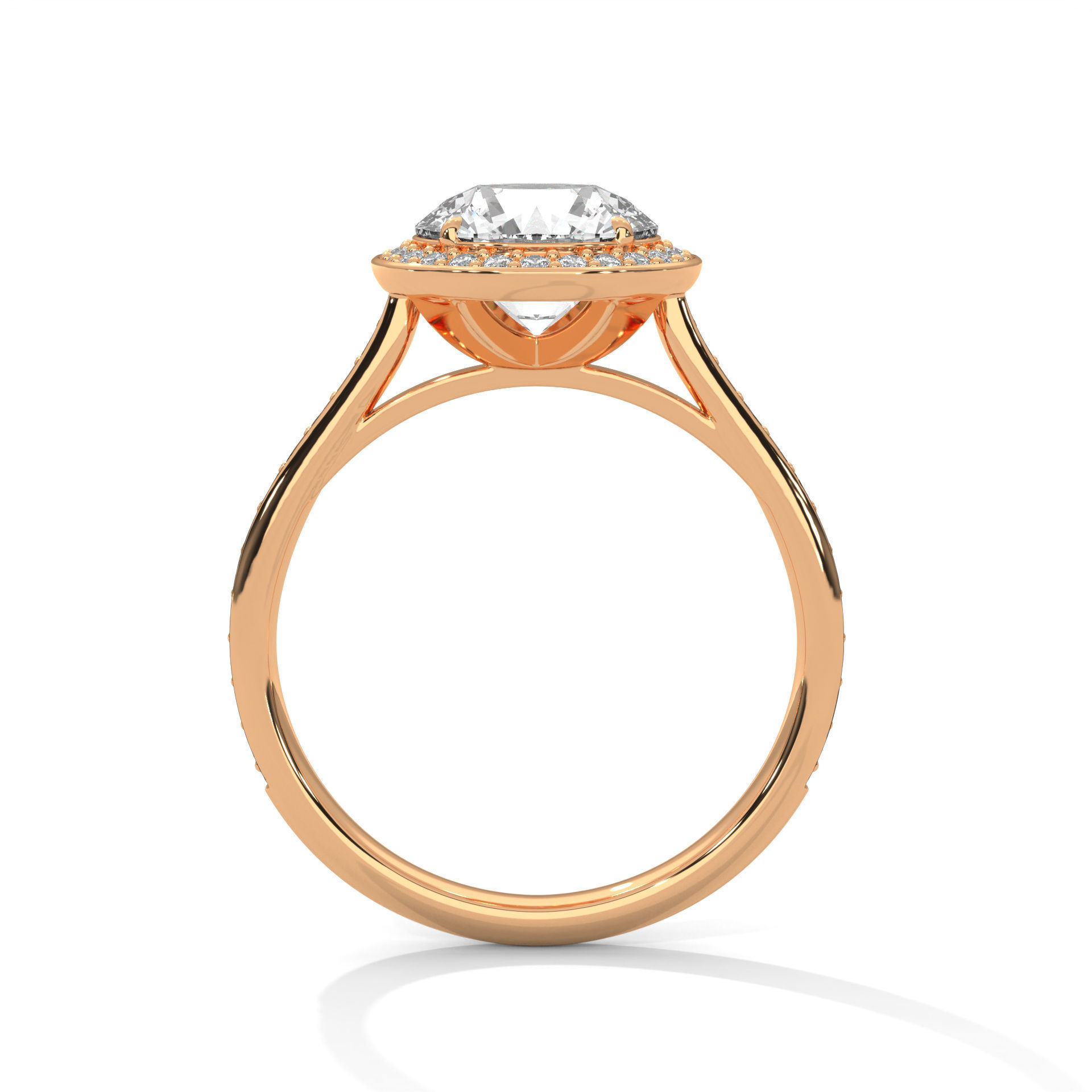 Halo Solitaire ring with 360 view animation 3D print model_7