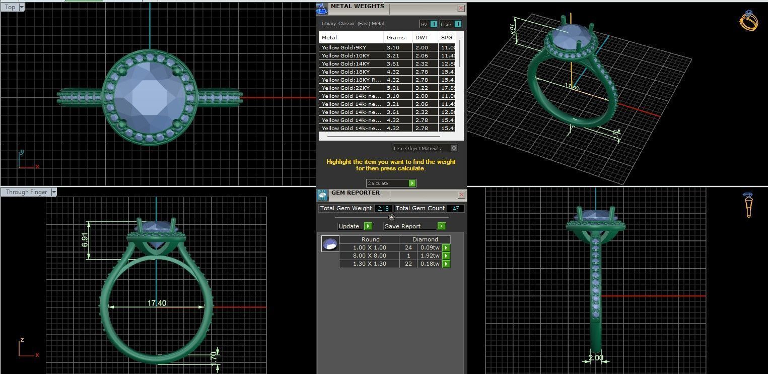 Halo Solitaire ring with 360 view animation 3D print model_9