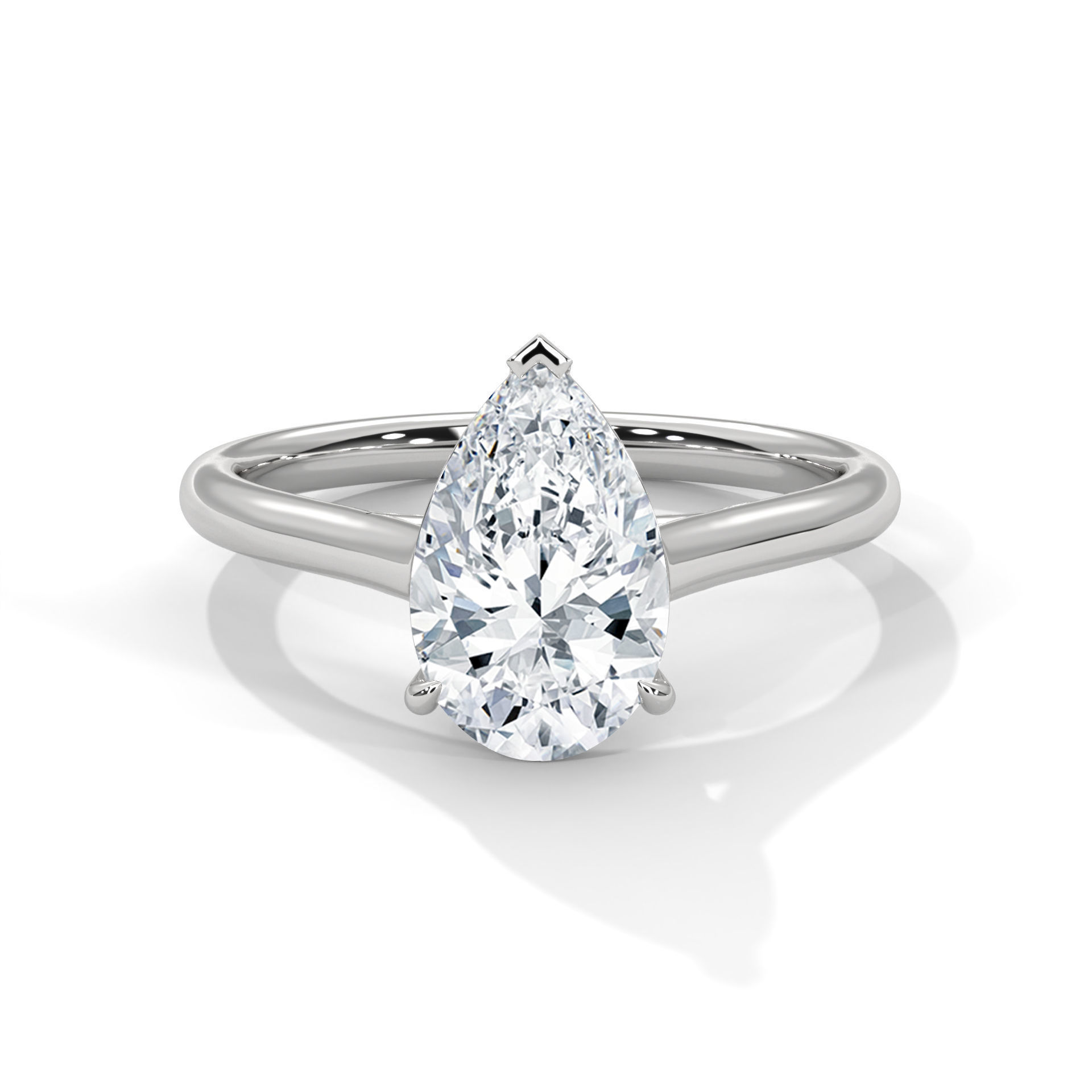 Pear Mono Solitaire ring with 360 view animation 3D print model_2