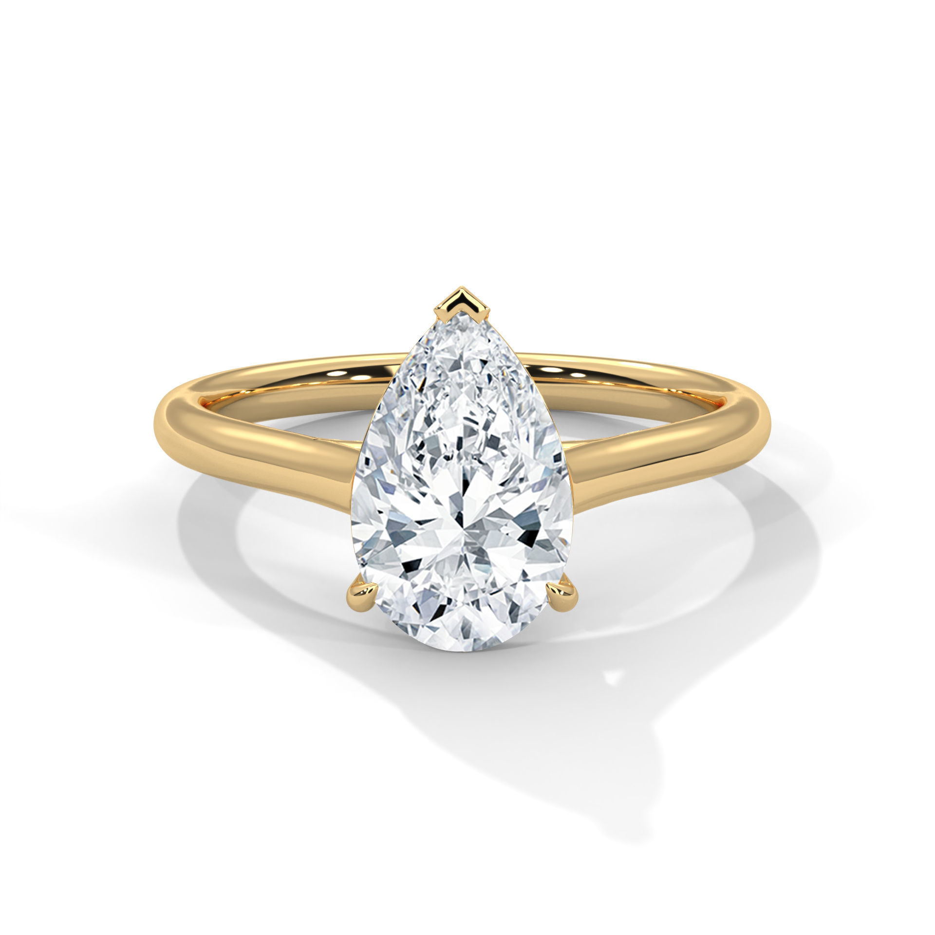 Pear Mono Solitaire ring with 360 view animation 3D print model_1