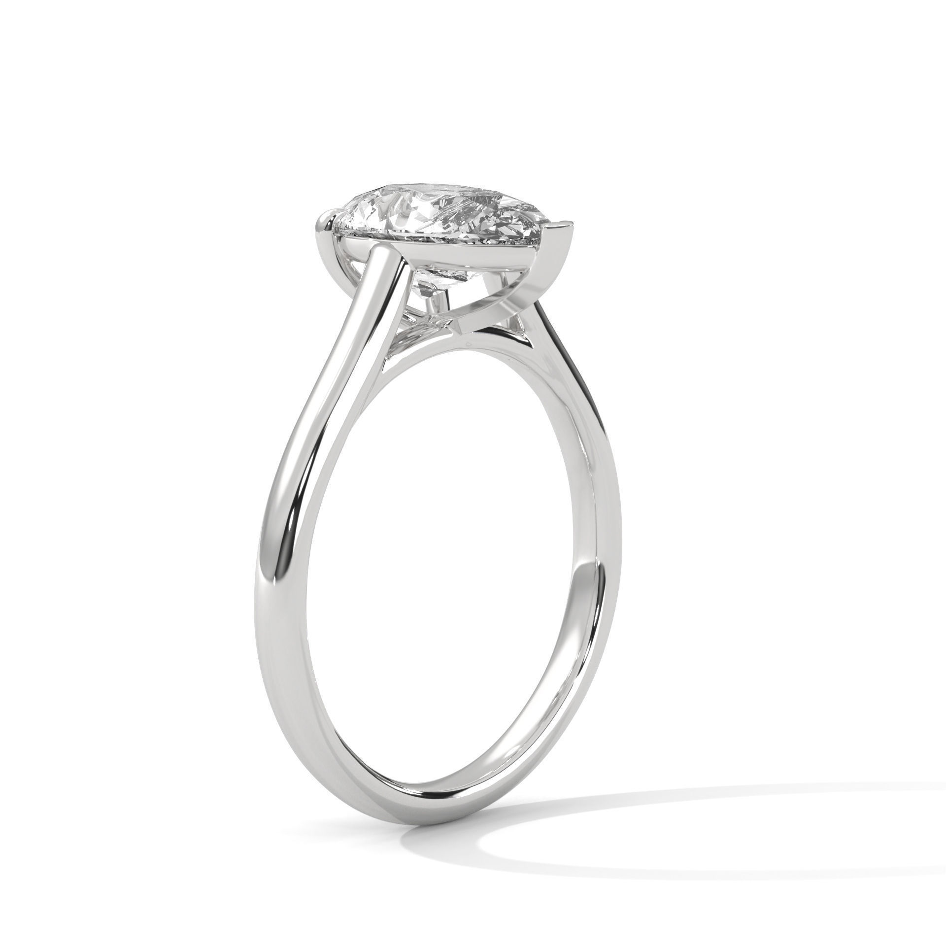 Pear Mono Solitaire ring with 360 view animation 3D print model_4