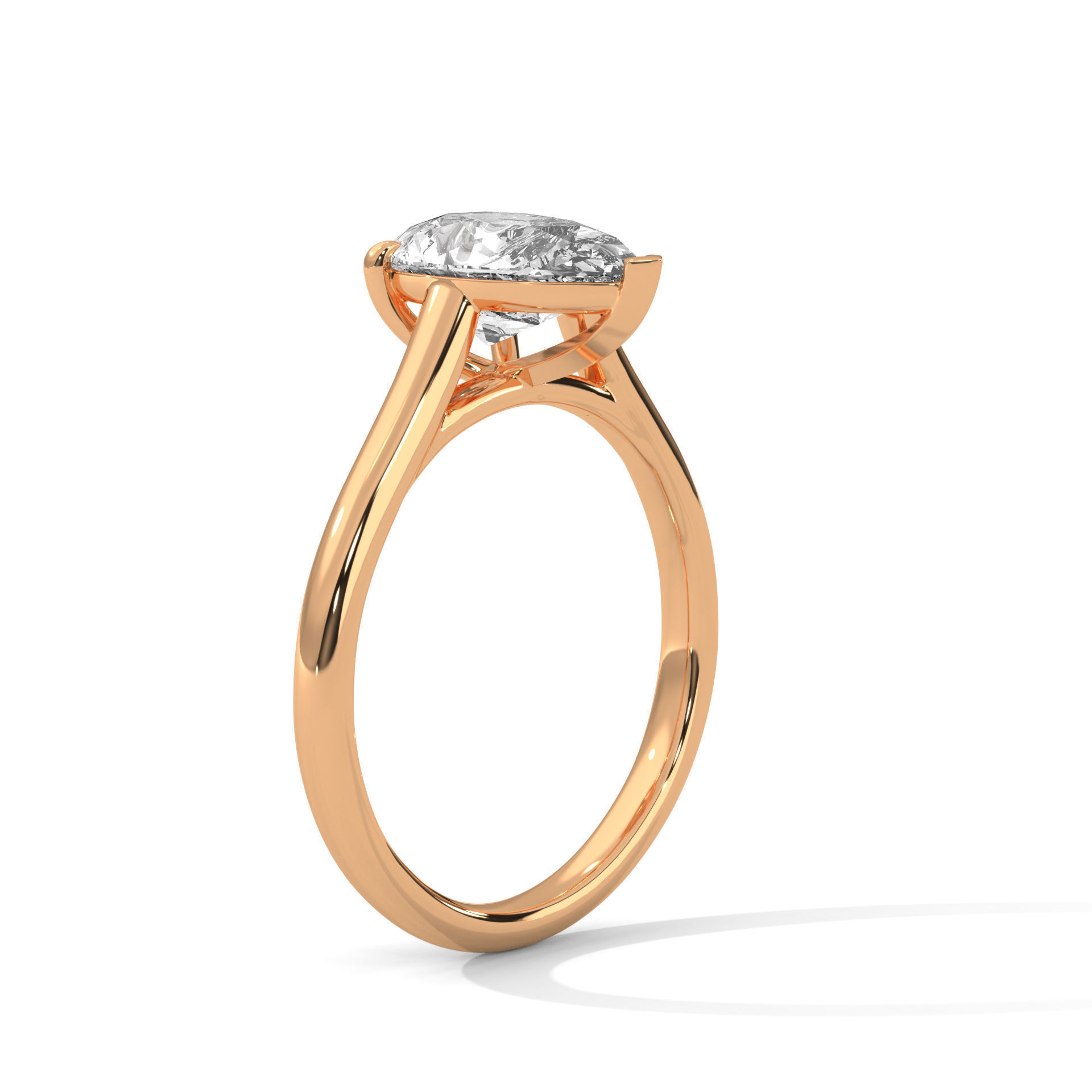 Pear Mono Solitaire ring with 360 view animation 3D print model_5