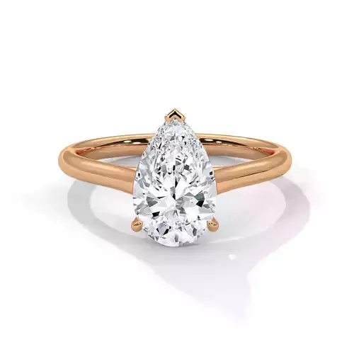Pear Mono Solitaire ring with 360 view animation 3D print model
