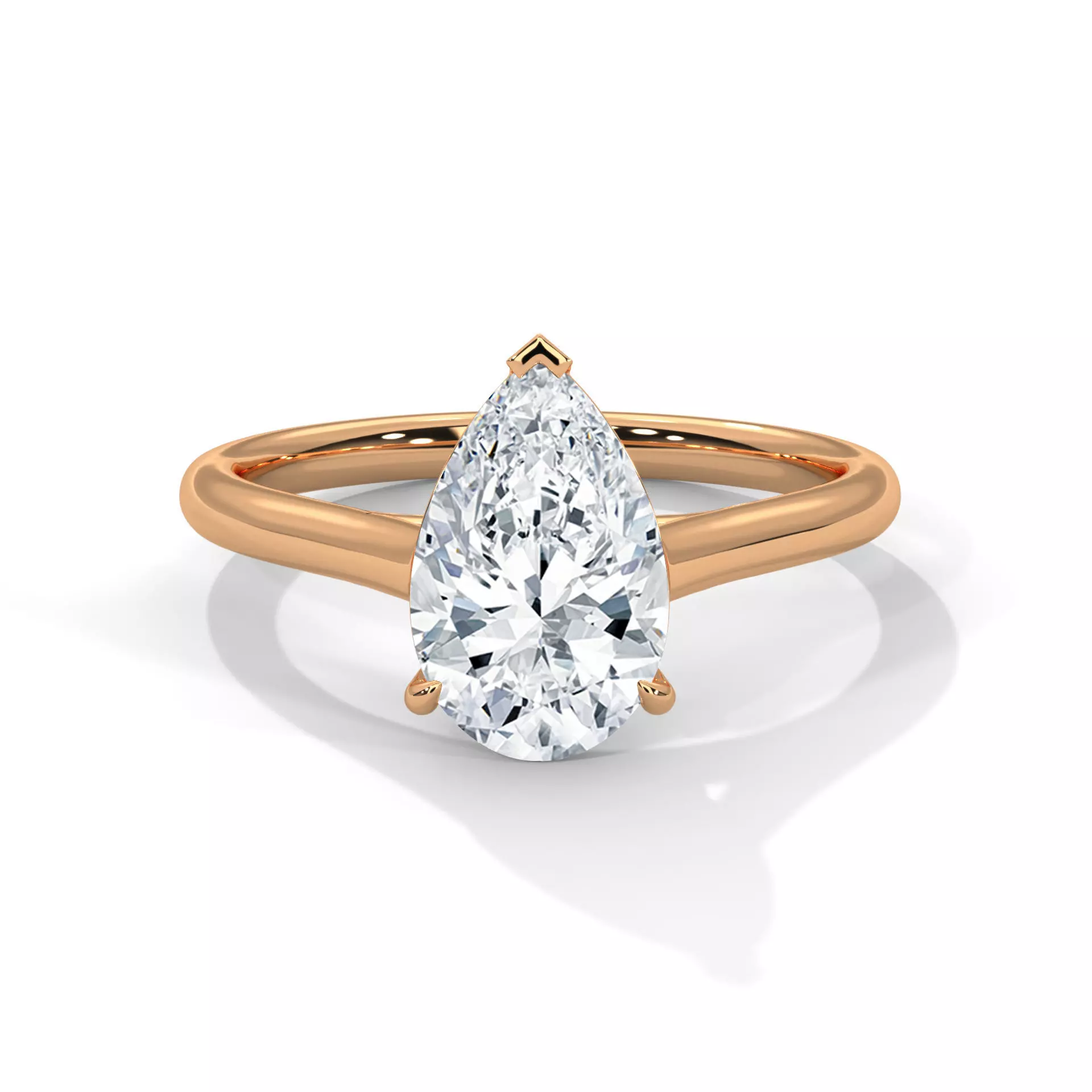 Pear Mono Solitaire ring with 360 view animation 3D print model_0