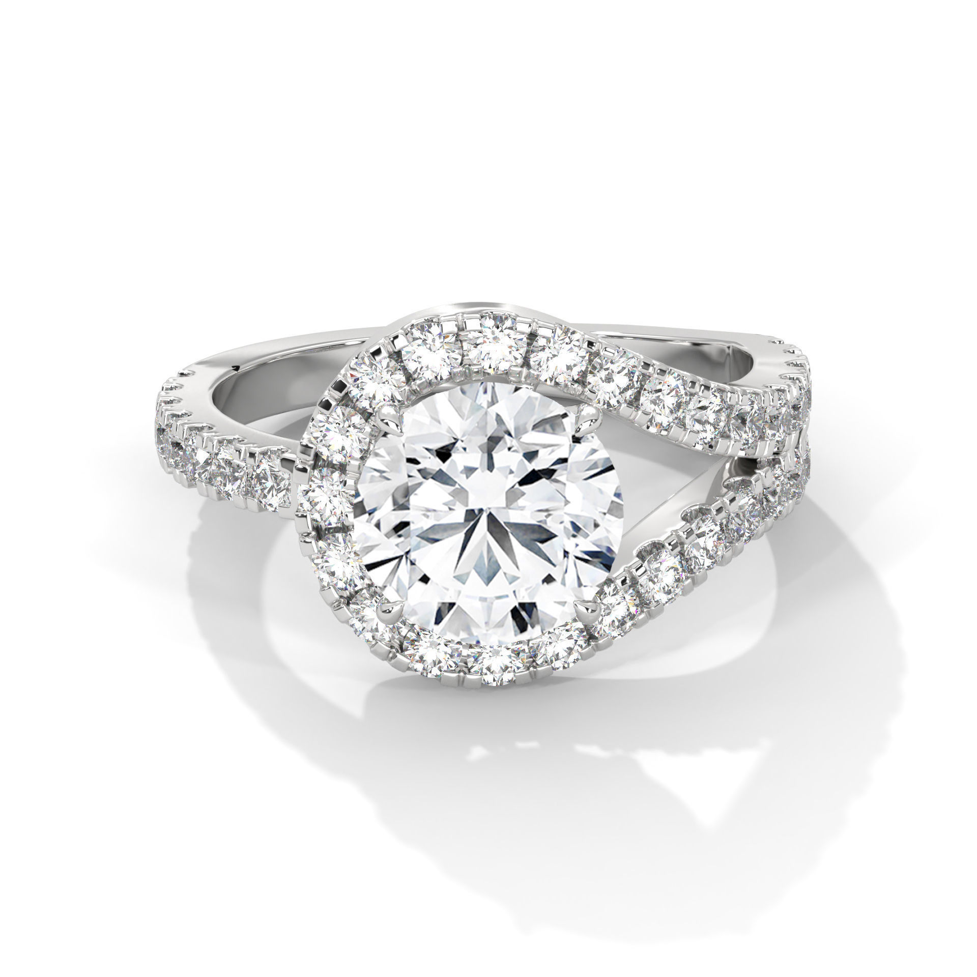 Halo Loop Solitaire ring with 360 view animation 3D print model_12