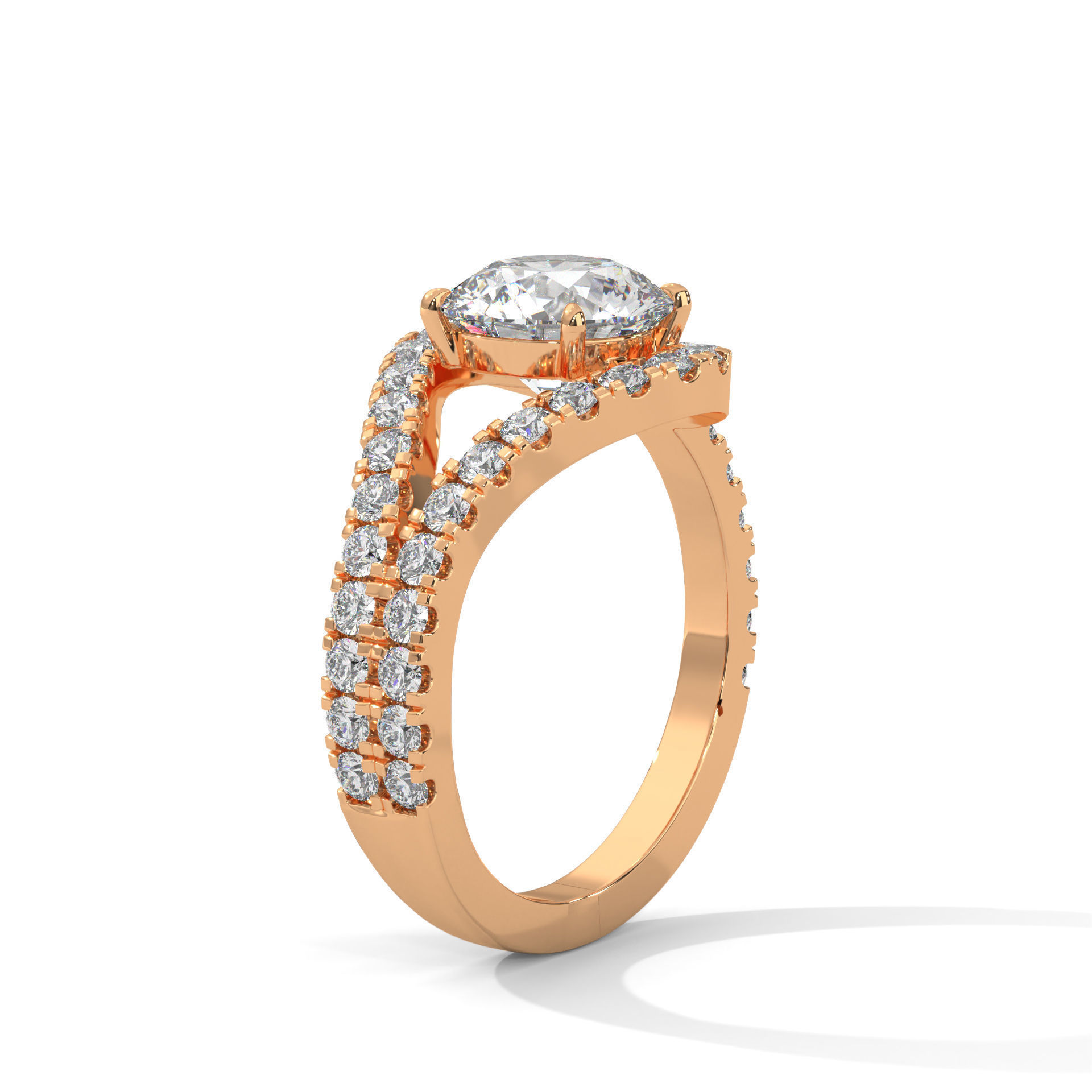 Halo Loop Solitaire ring with 360 view animation 3D print model_3