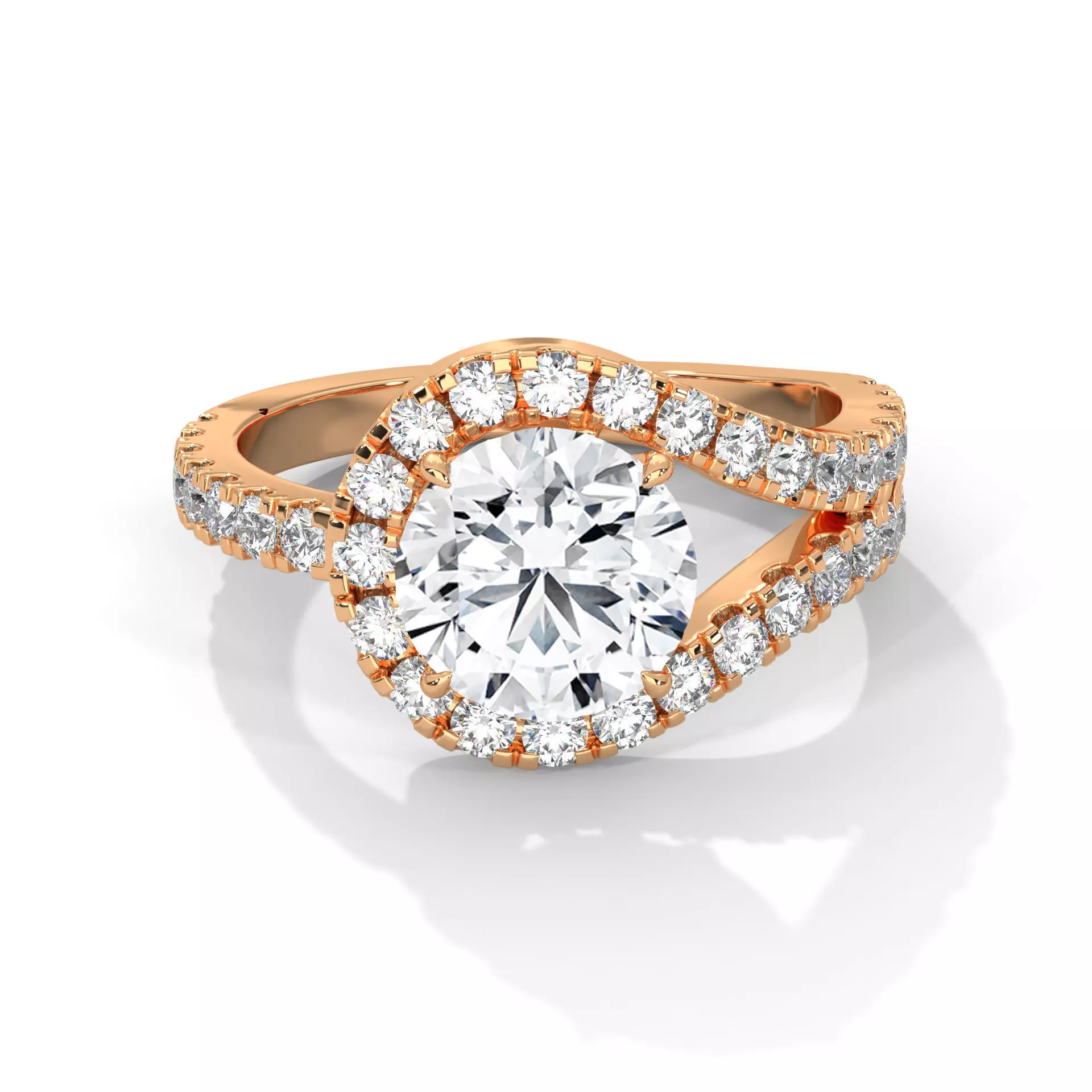 Halo Loop Solitaire ring with 360 view animation 3D print model_0