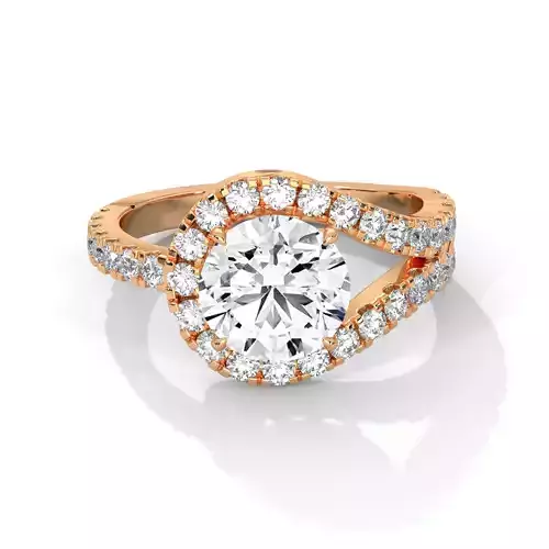 Halo Loop Solitaire ring with 360 view animation 3D print model