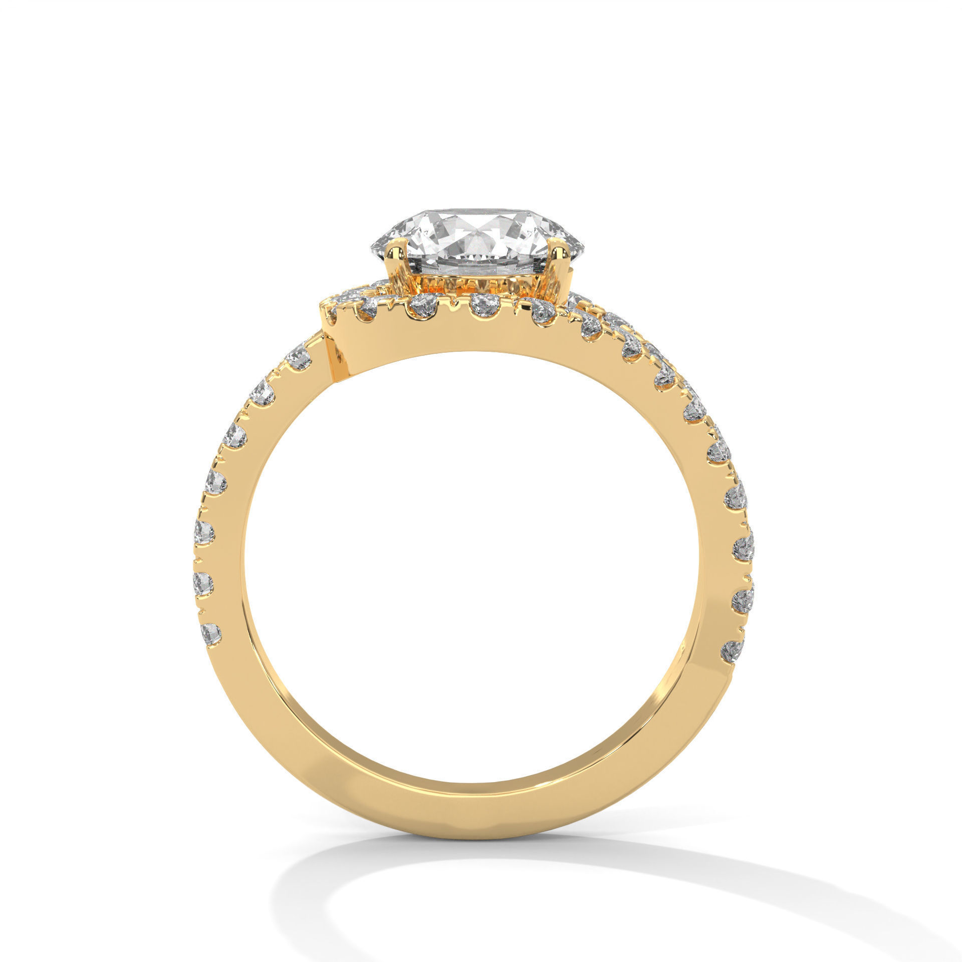 Halo Loop Solitaire ring with 360 view animation 3D print model_10