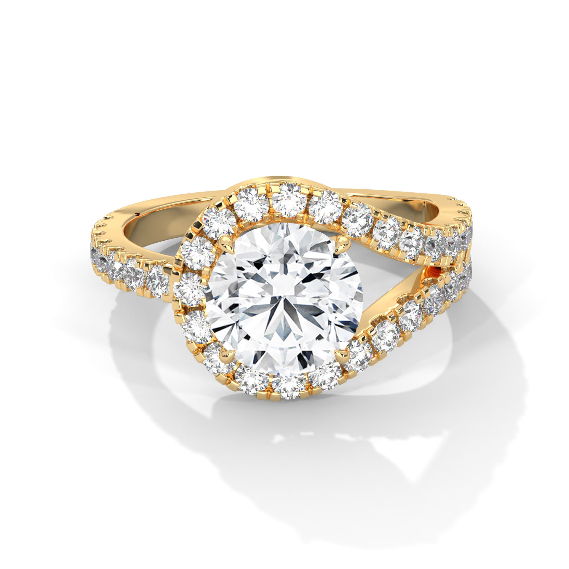 Halo Loop Solitaire ring with 360 view animation 3D print model_6