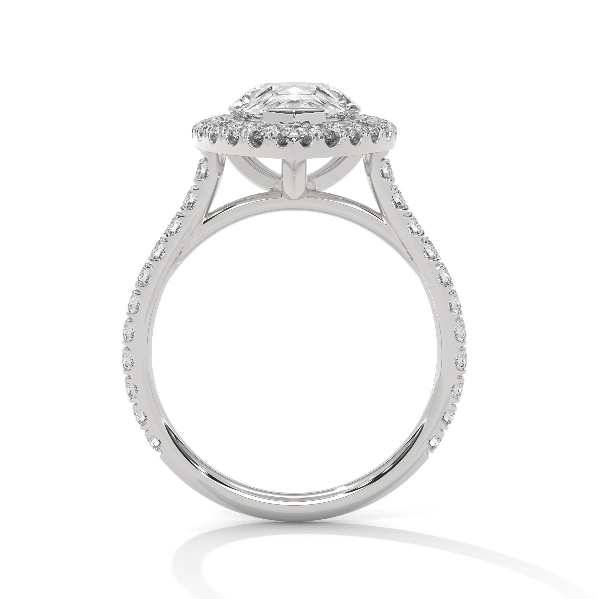 Pear Halo Solitaire ring with 360 view animation 3D print model_6