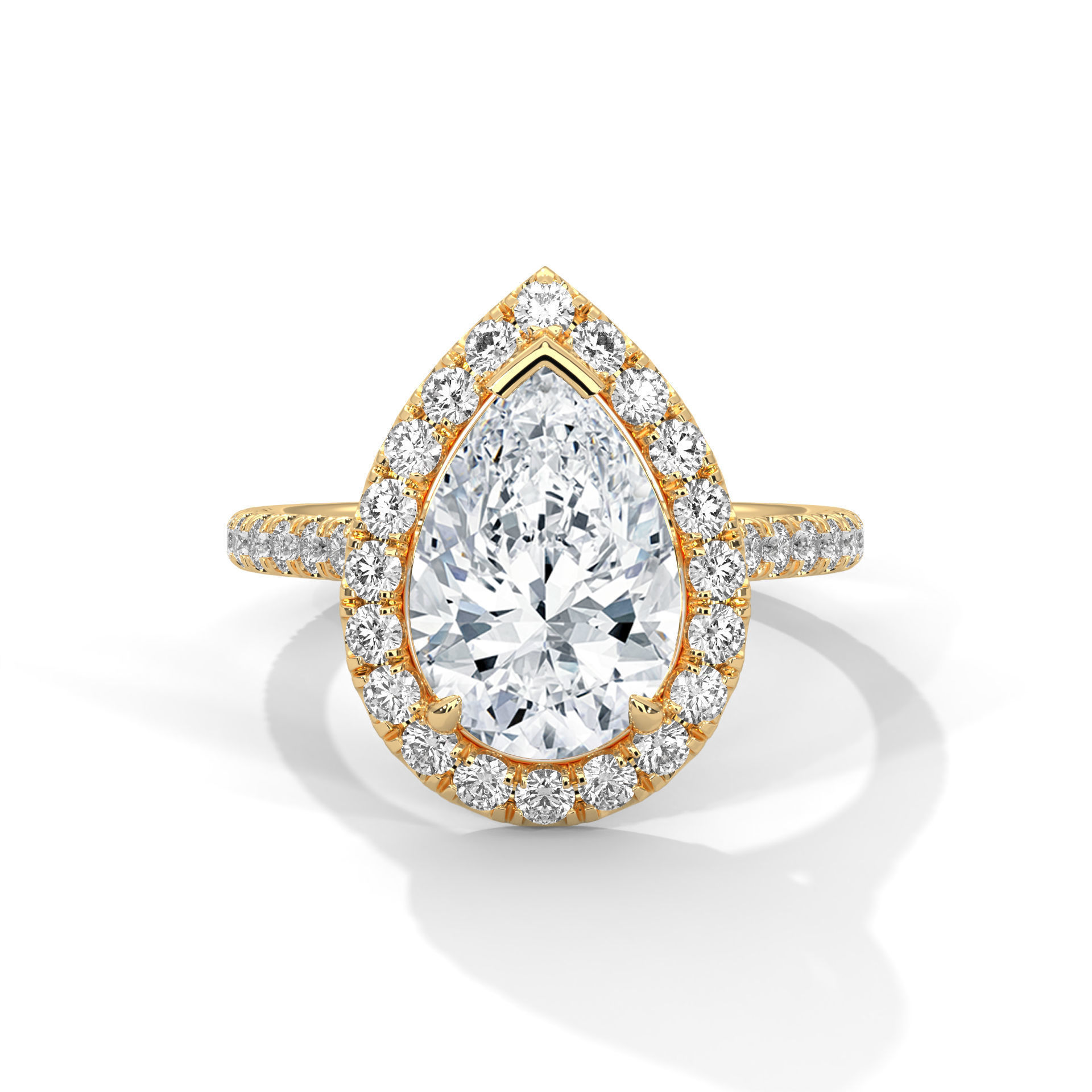 Pear Halo Solitaire ring with 360 view animation 3D print model_2