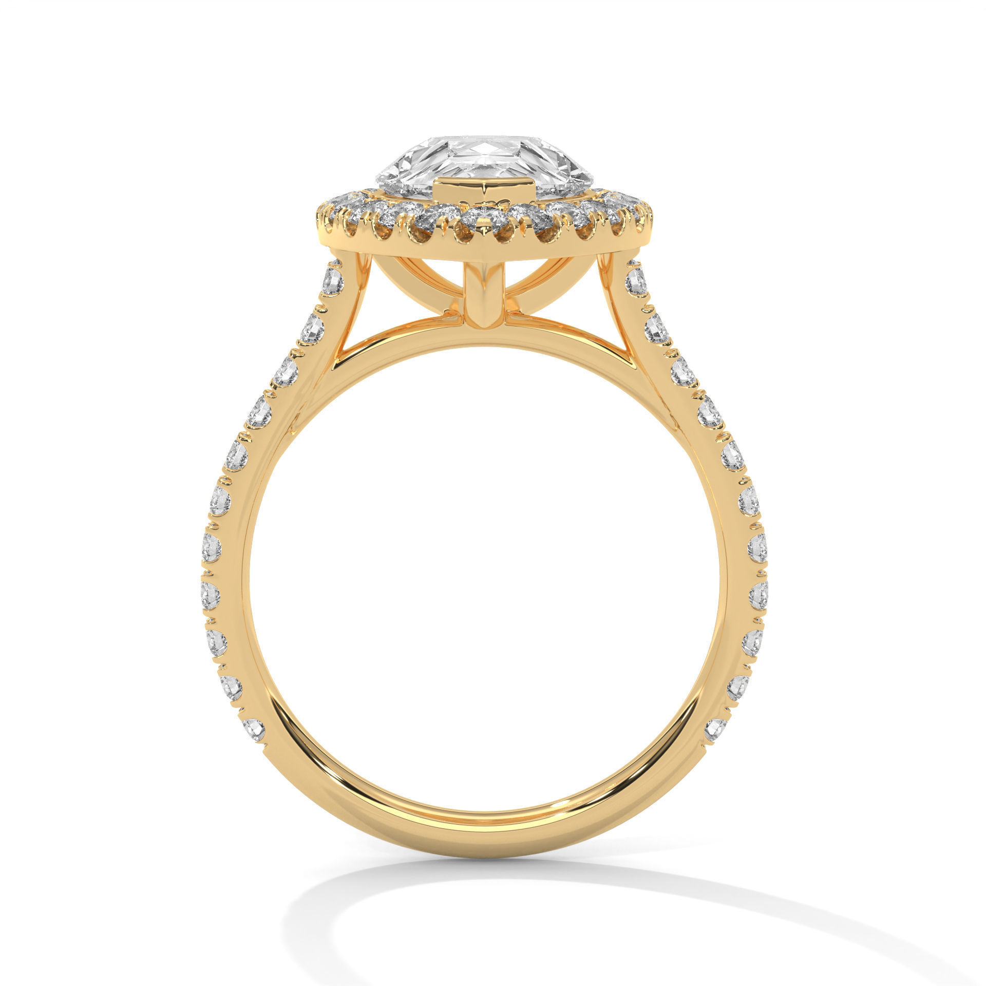 Pear Halo Solitaire ring with 360 view animation 3D print model_8