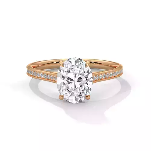 Oval Solitaire ring with 360 view animation