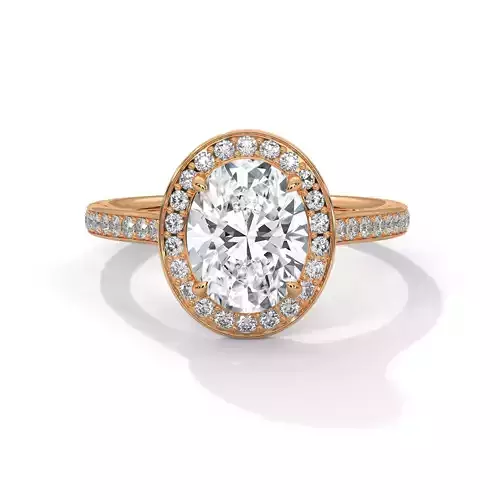 Oval Halo Solitaire ring with 360 view animation