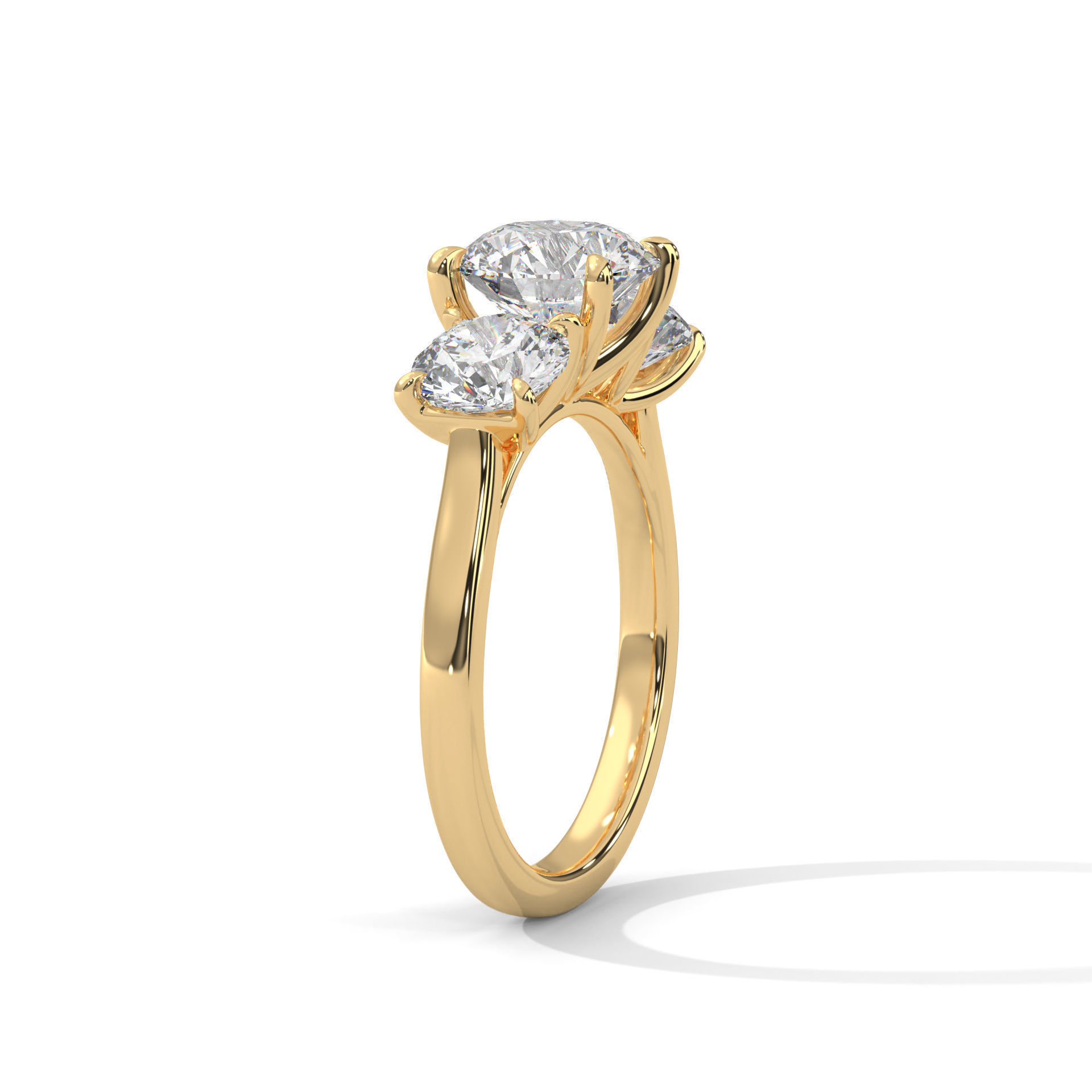 Trio Solitaire ring with 360 view animation 3D print model_4