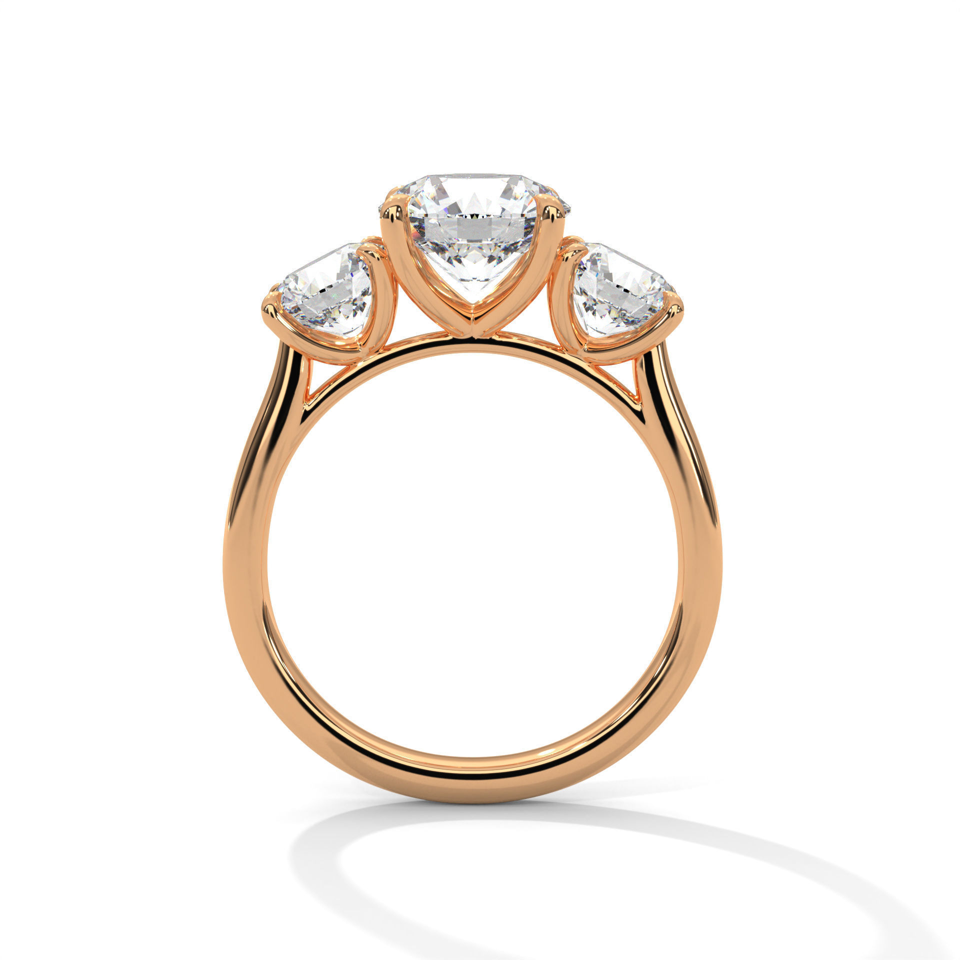 Trio Solitaire ring with 360 view animation 3D print model_8