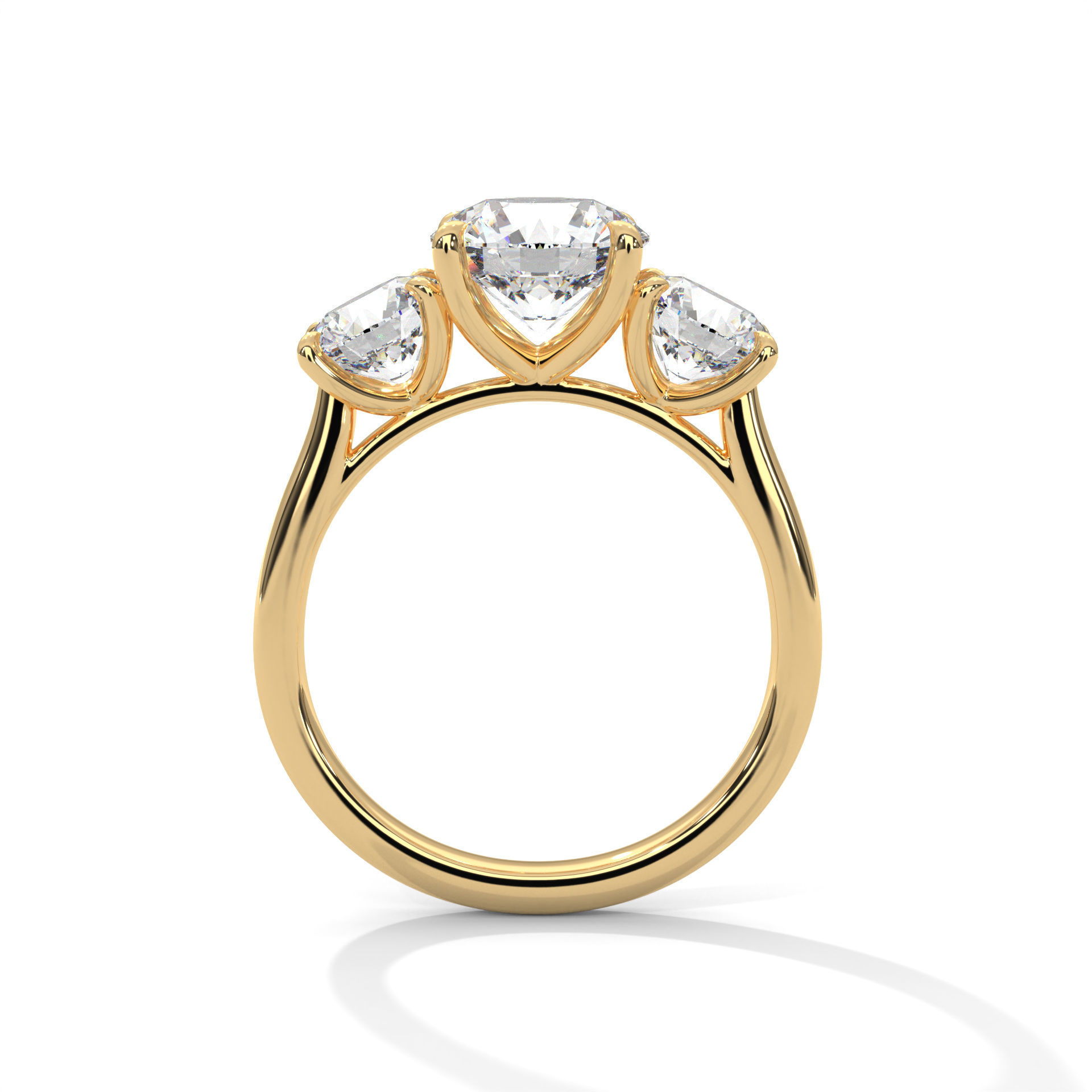 Trio Solitaire ring with 360 view animation 3D print model_7