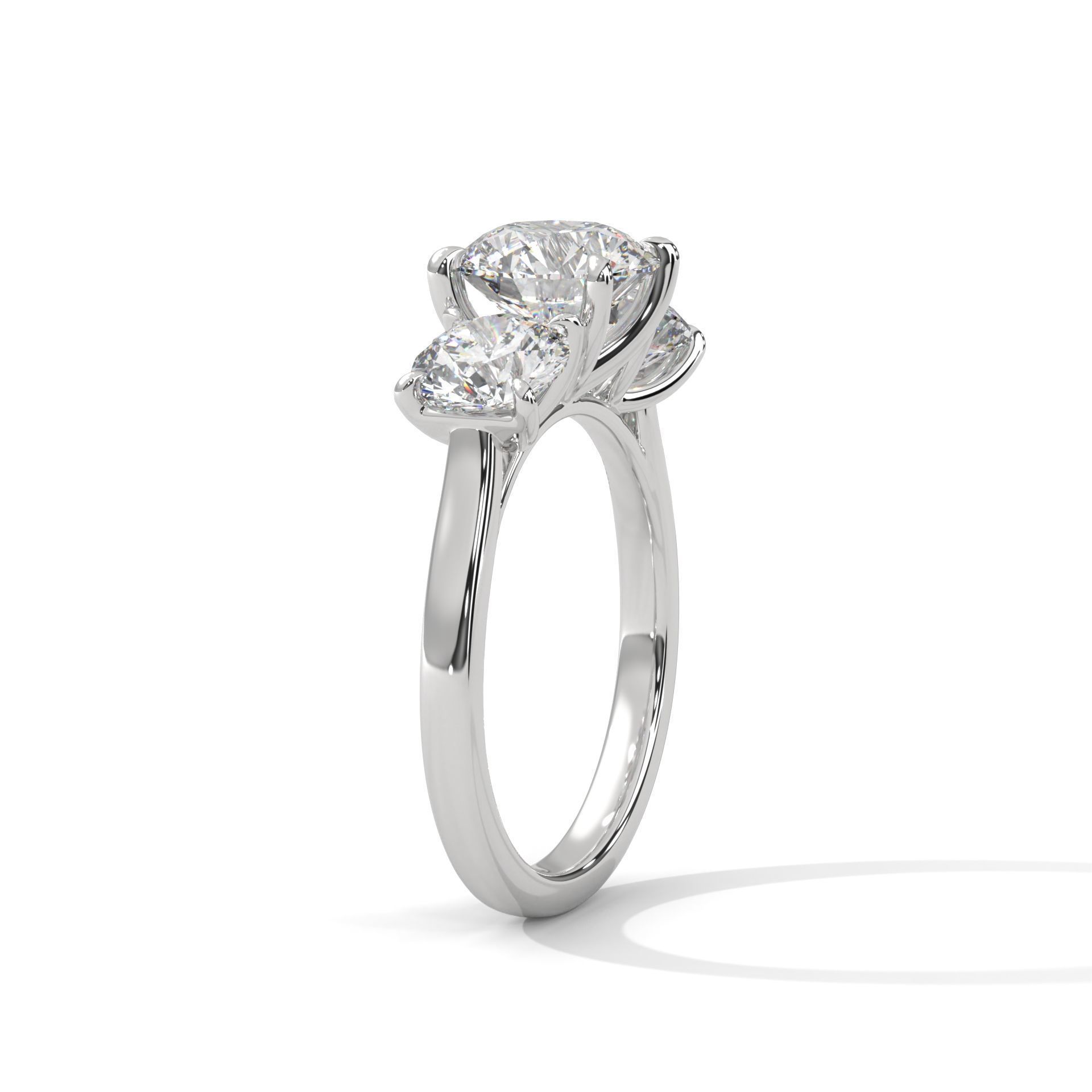 Trio Solitaire ring with 360 view animation 3D print model_6