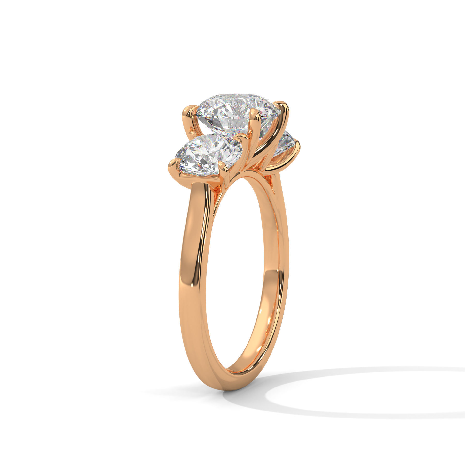 Trio Solitaire ring with 360 view animation 3D print model_5