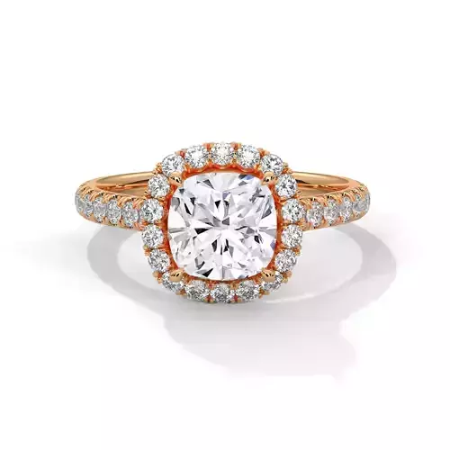 Cushion Halo Solitaire ring with 360 view animation 3D print model