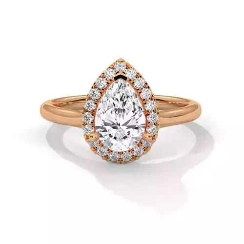 Pear Halo Solitaire ring with 360 view animation 3D print model
