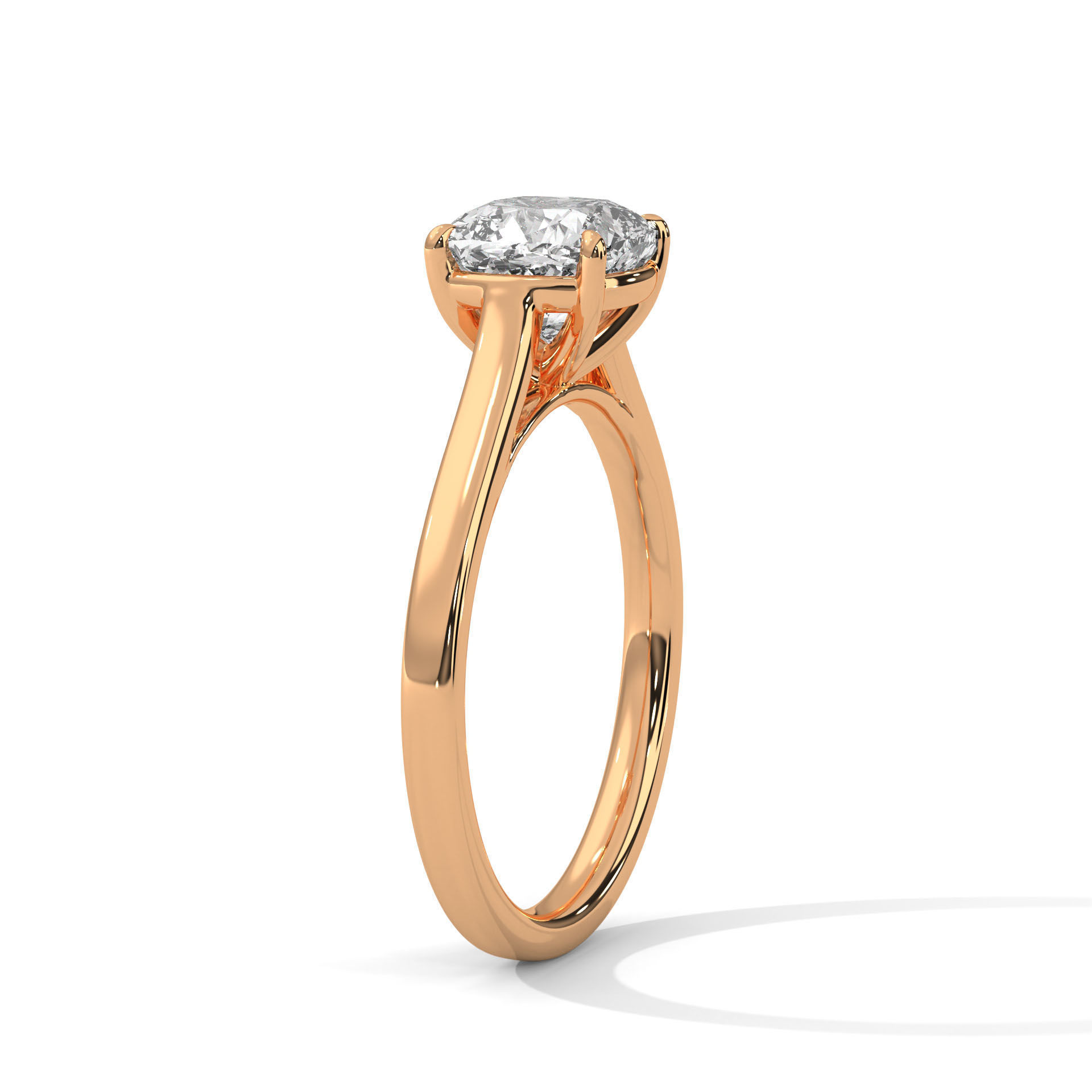 Cushion Mono Solitaire ring with 360 view animation 3D print model_5