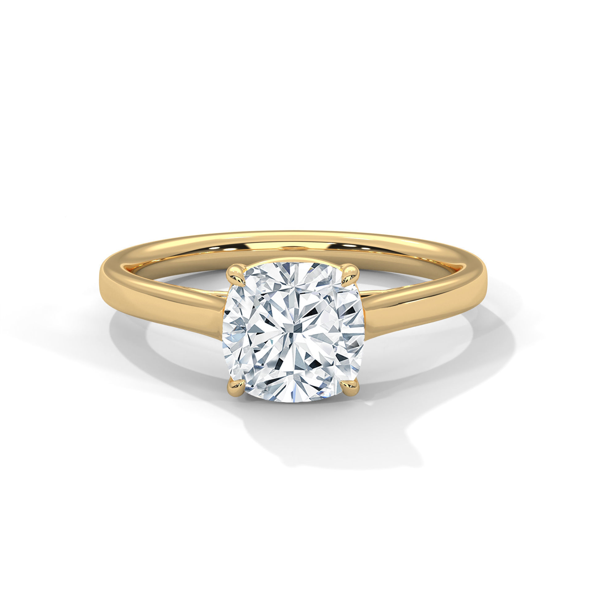 Cushion Mono Solitaire ring with 360 view animation 3D print model_1