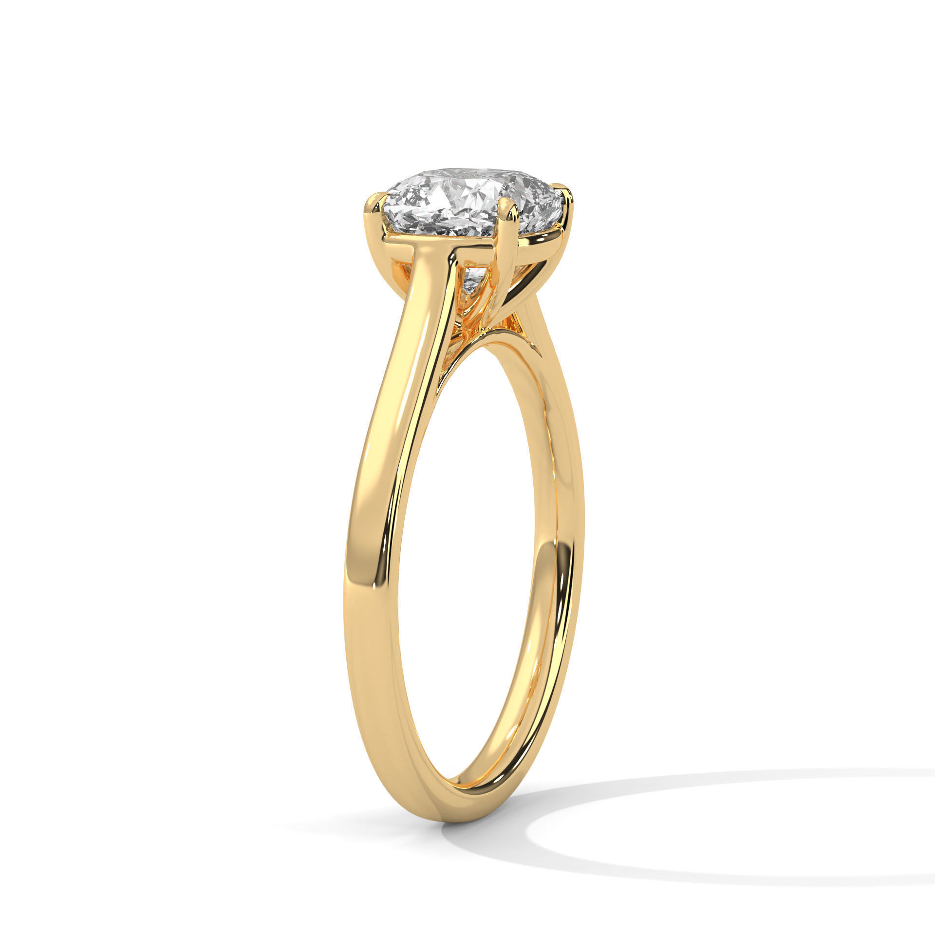 Cushion Mono Solitaire ring with 360 view animation 3D print model_6